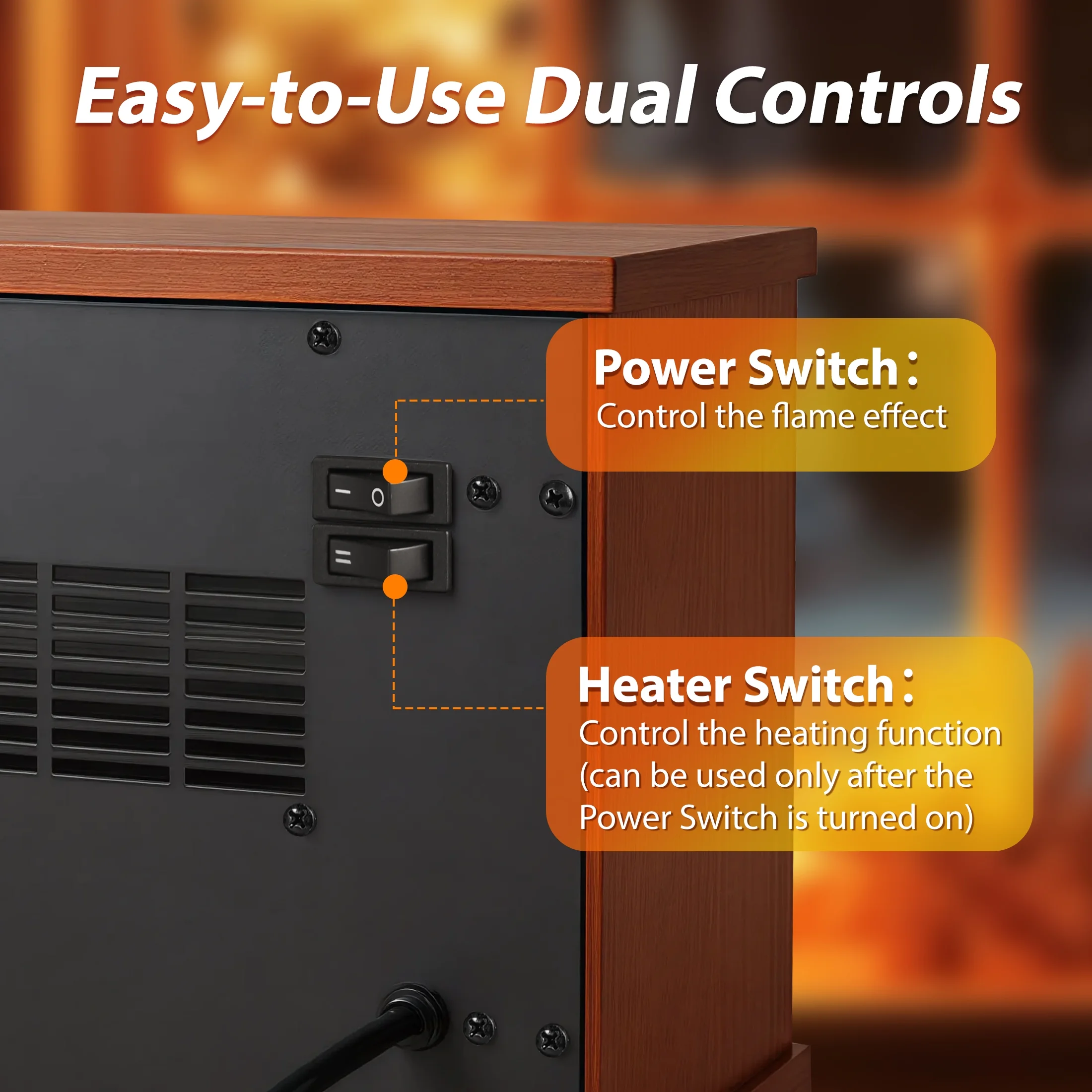 PRO CHOICE Electric Fireplace Freestanding Heater W/3D Flame Stove, Small Space Heater for Desktop Use