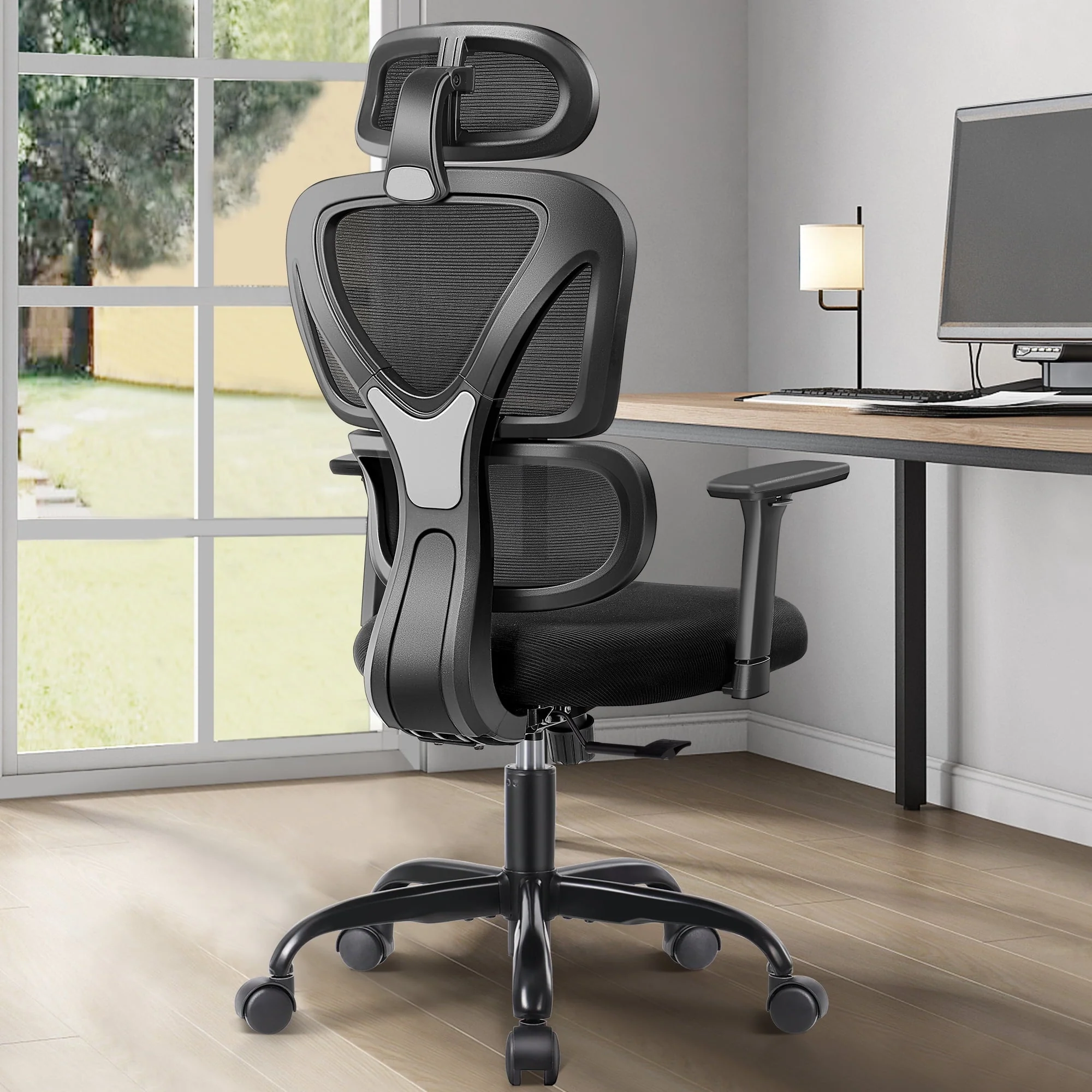 Coolhut Ergonomic Office Chair, High Back Adjustable Computer Desk Chair with Lumbar Support, 300lb, Black