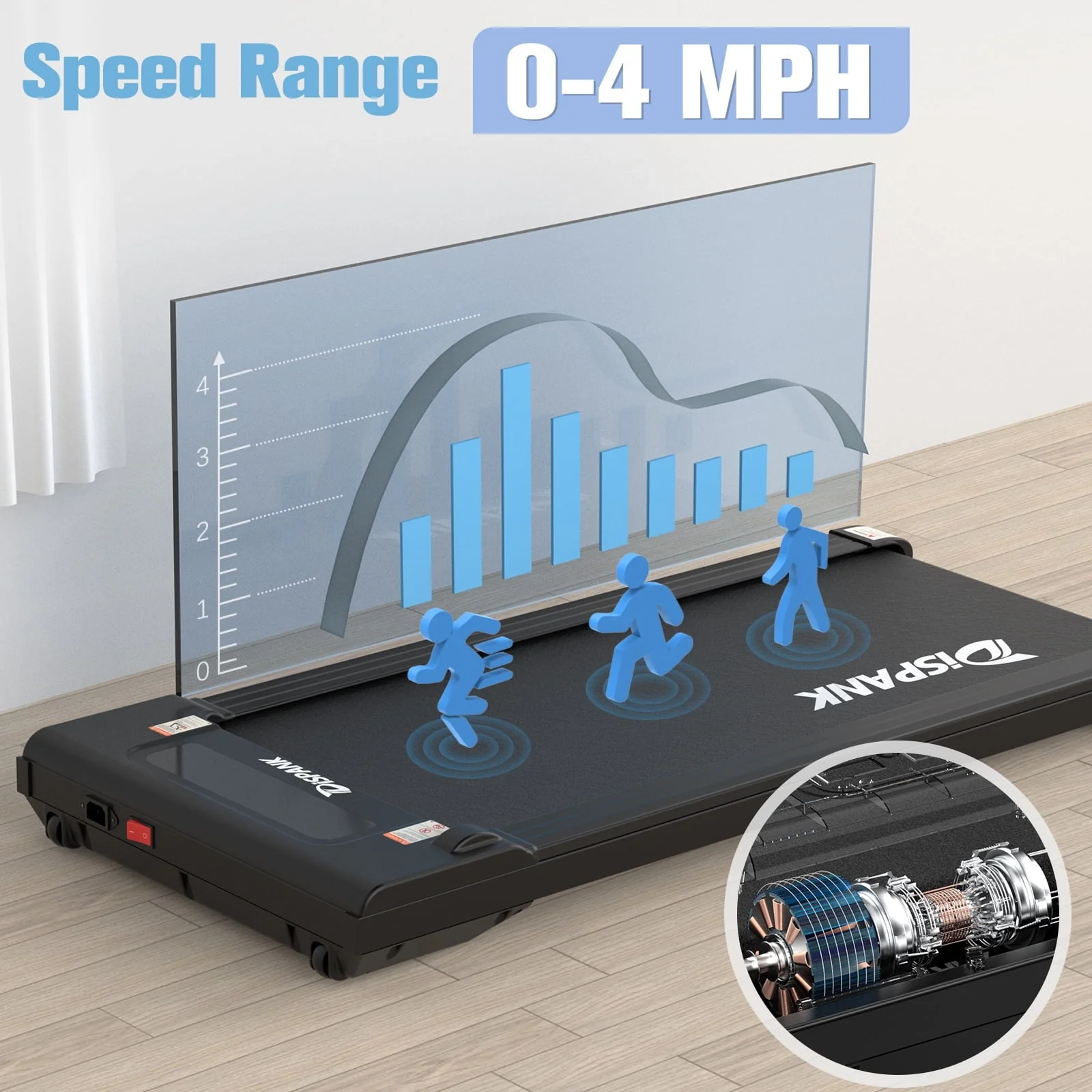 Under Desk Treadmill DISPANK 2 in 1 Walking Pad, Walking Treadmill for Home and Office, Remote Control and Large LED Dispaly, Speed Range 0-4MPH