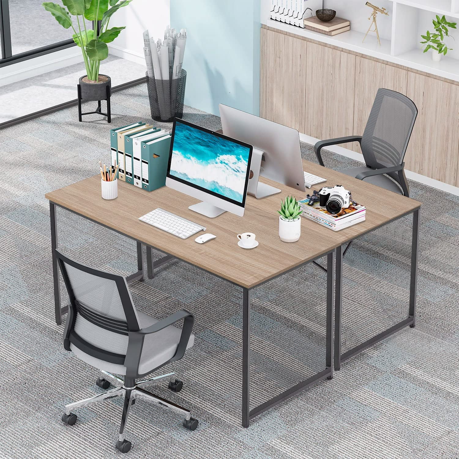 32/39/47 inch Computer Desk Study Writing Table, Adjustable feet, Modern Furniture for Home Office (1, Brown, 32 inch)