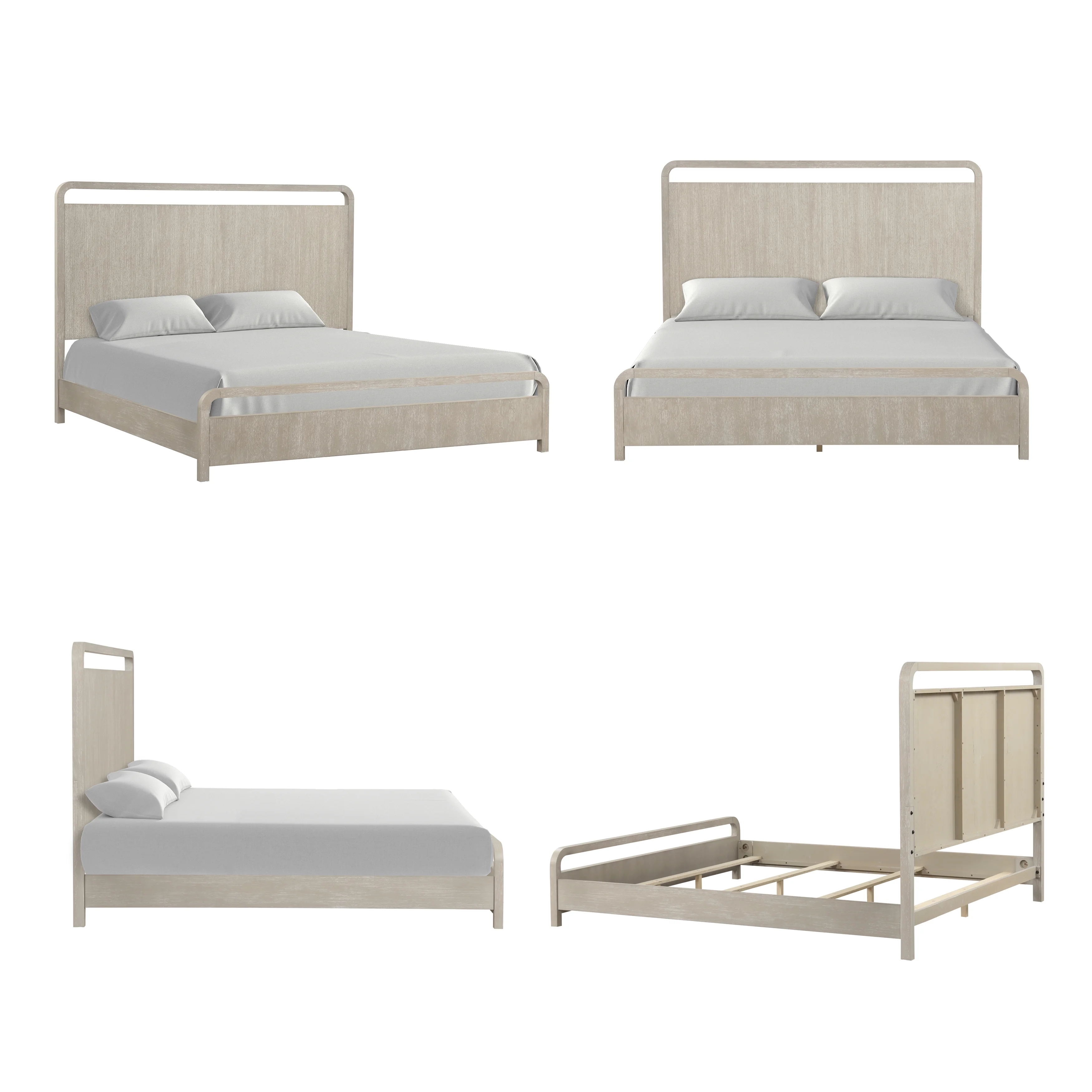 Roundhill Furniture Tavari 6-Piece Bedroom Set with Panel Bed, Dresser, Mirror, Two Nightstands, and Chest in Light Gray, King Size