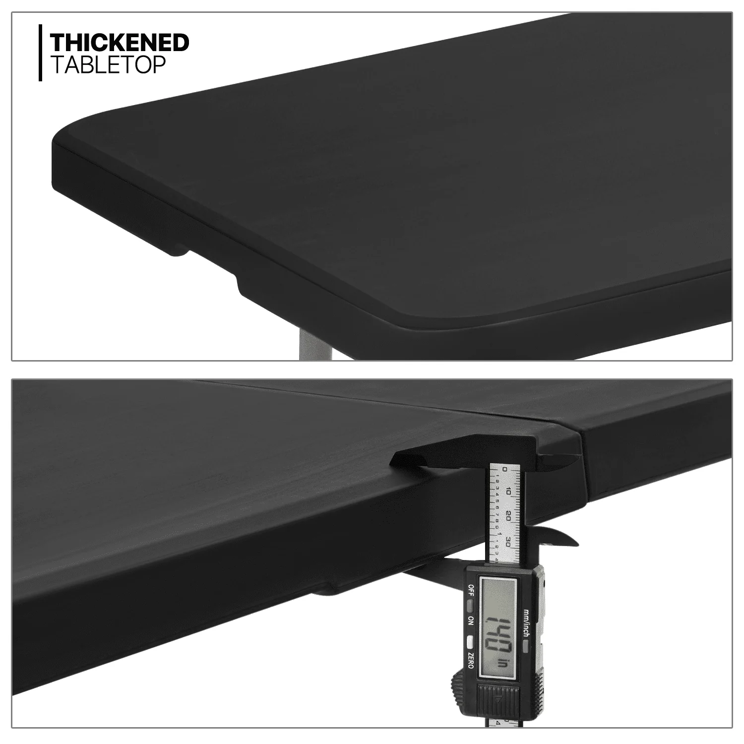Magshion 6Ft Plastic Folding Card Table Set of 5, Indoor Outdoor Portable Rectangle Desk with Carry Handle and Lock for Camping Picnic, Black