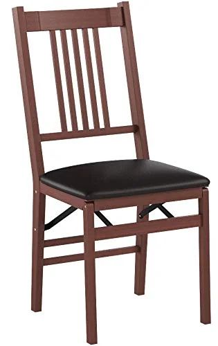 Stakmore True Mission Folding Chair, Fruitwood with Black Vinyl Seat (2-Pack)