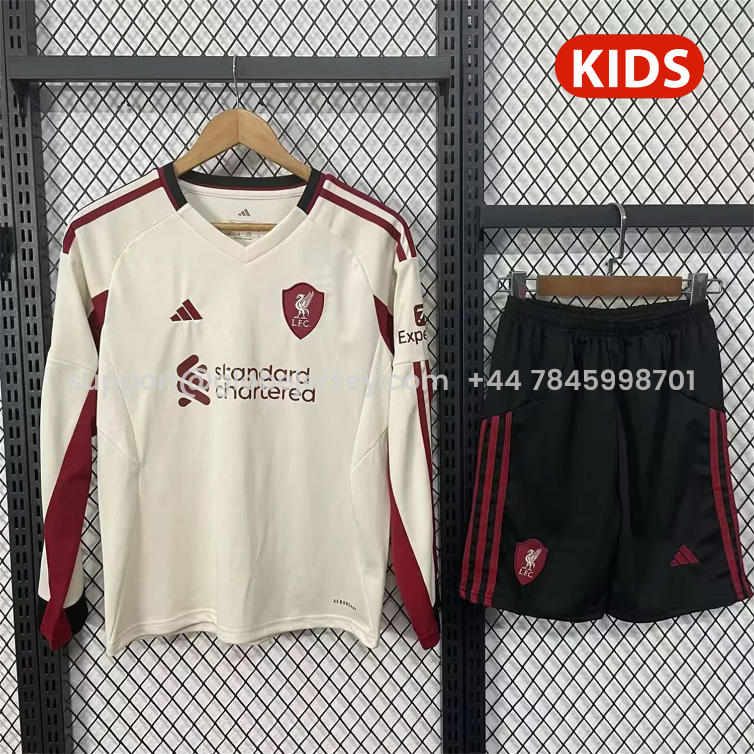 Liver.pool 25-26 Away White Long Sleeves Kids Kit
