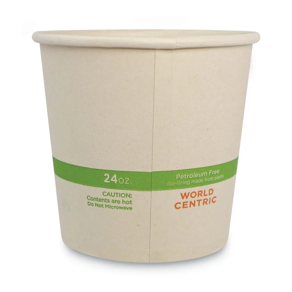 World Centric BO-SU-24 No Tree 4.4 in. Diameter x 4.5 in. h Sugarcane Paper Bowls - Natural (500/Carton)