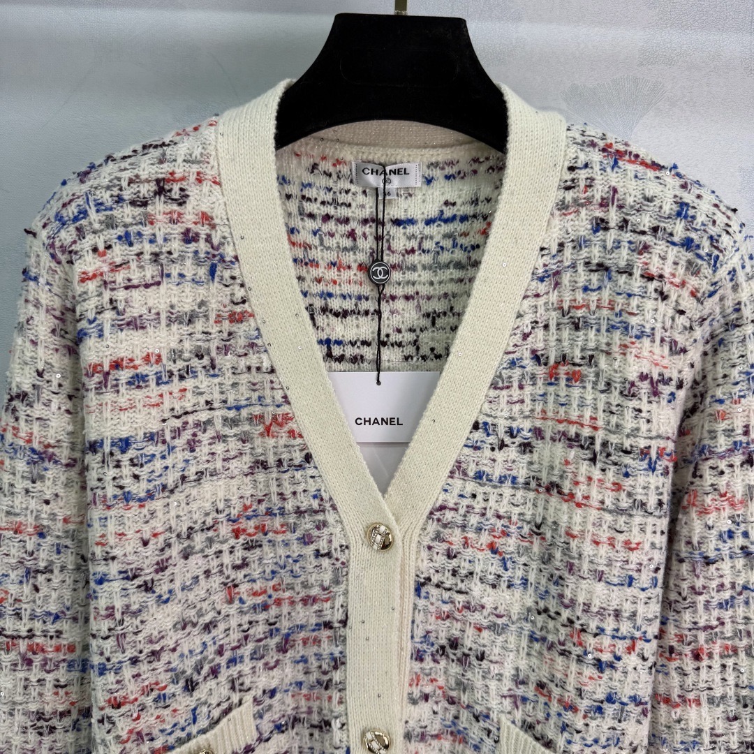 Floral gauze sequin tie-dye sand V-neck cardigan