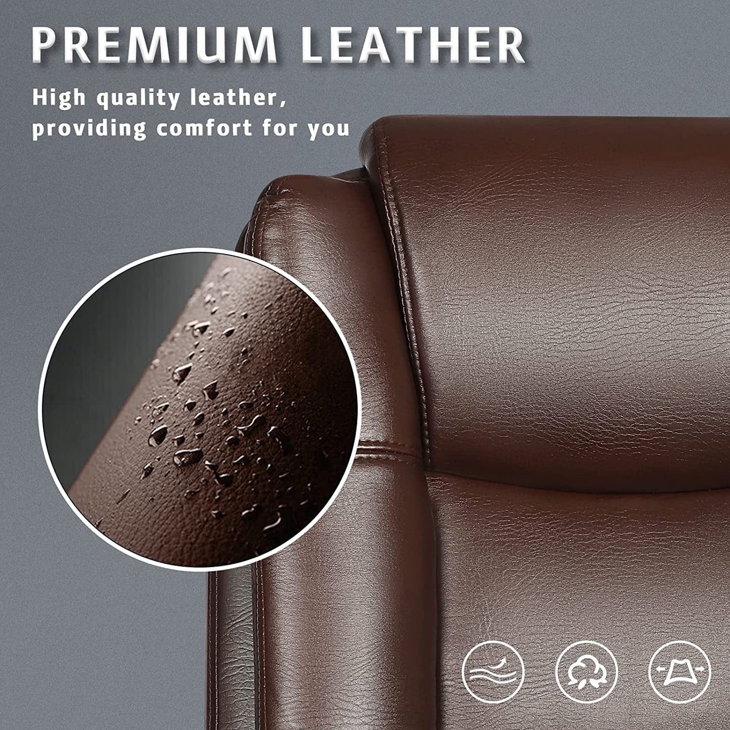 Waleaf Home Office Chair, 400LBS 8Hours Heavy Duty Design, Ergonomic High Back Cushion Lumbar Back Support, Computer Desk Chair, Big and Tall Chair, Adjustable Executive Leather Chair with Arms