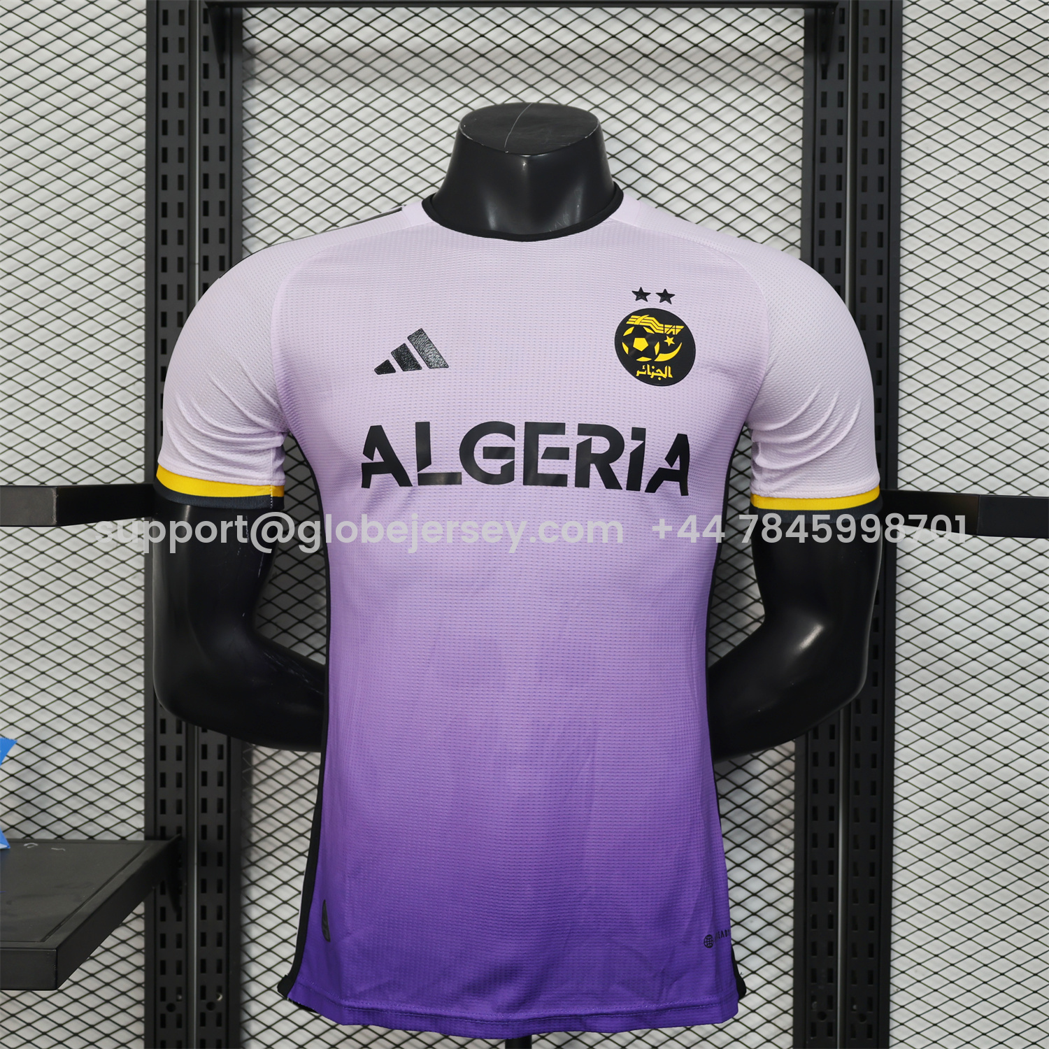 Algeria 25-26 White-purple Gradient Jersey with Black Chest Text - Player Version