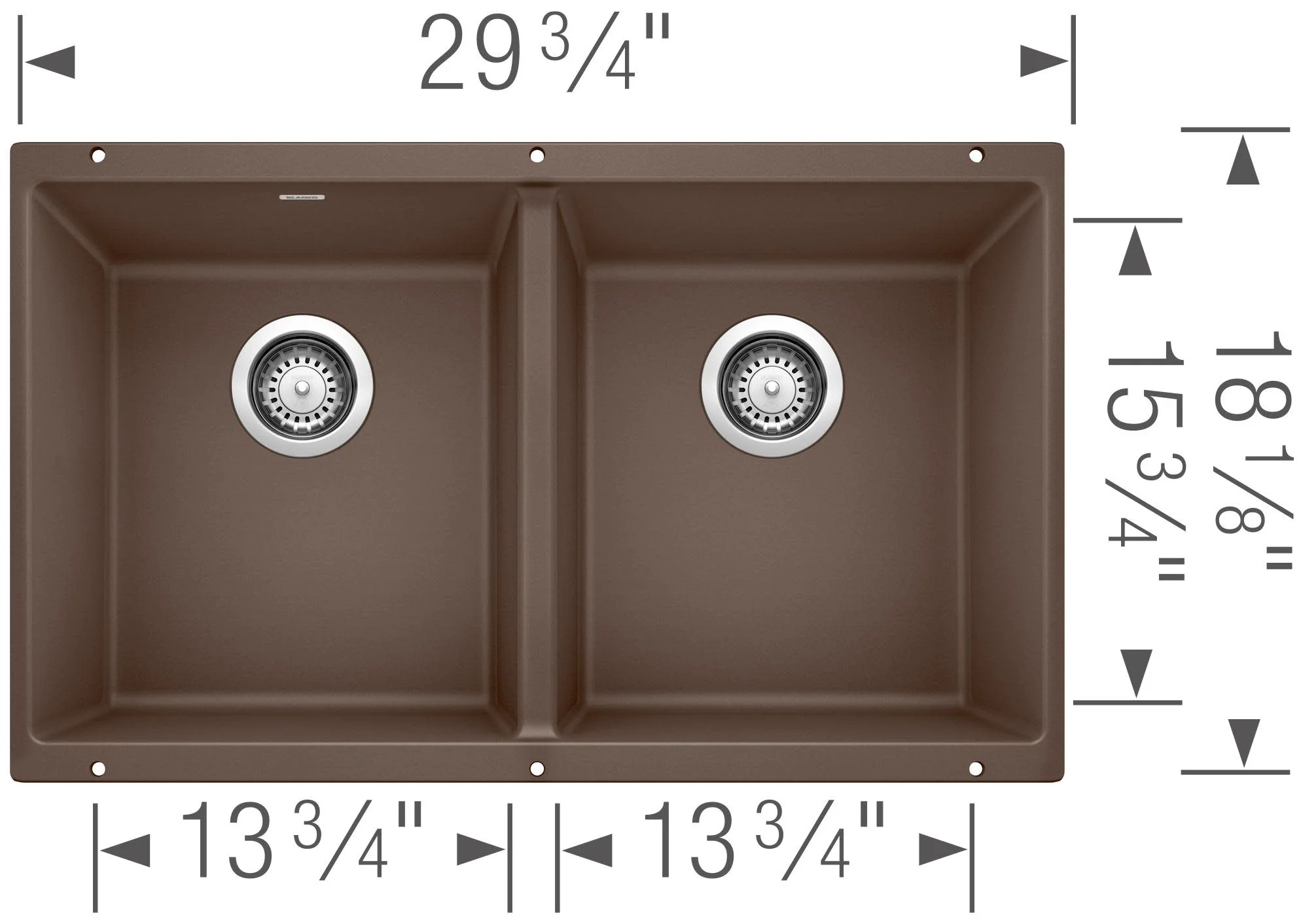 Blanco 442927 Precis Equal Double Bowl Undermount Kitchen Sink, Coal Black