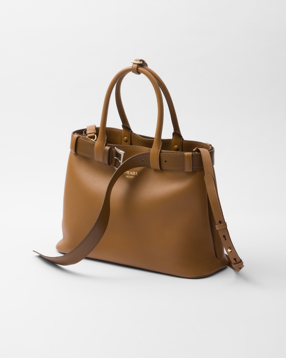 Buckle Large Leather Handbag With Belt