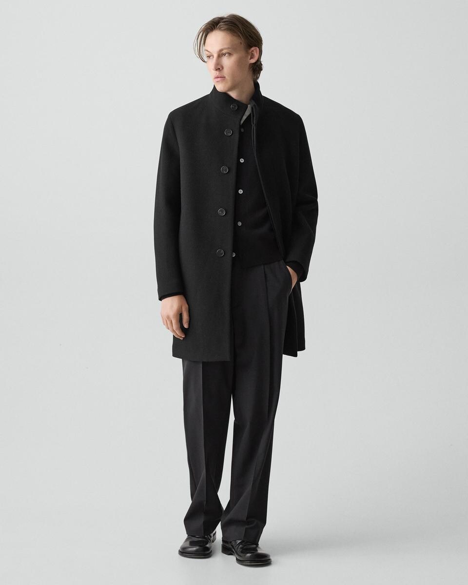 Belvin Coat in Textured Wool-Blend Melton