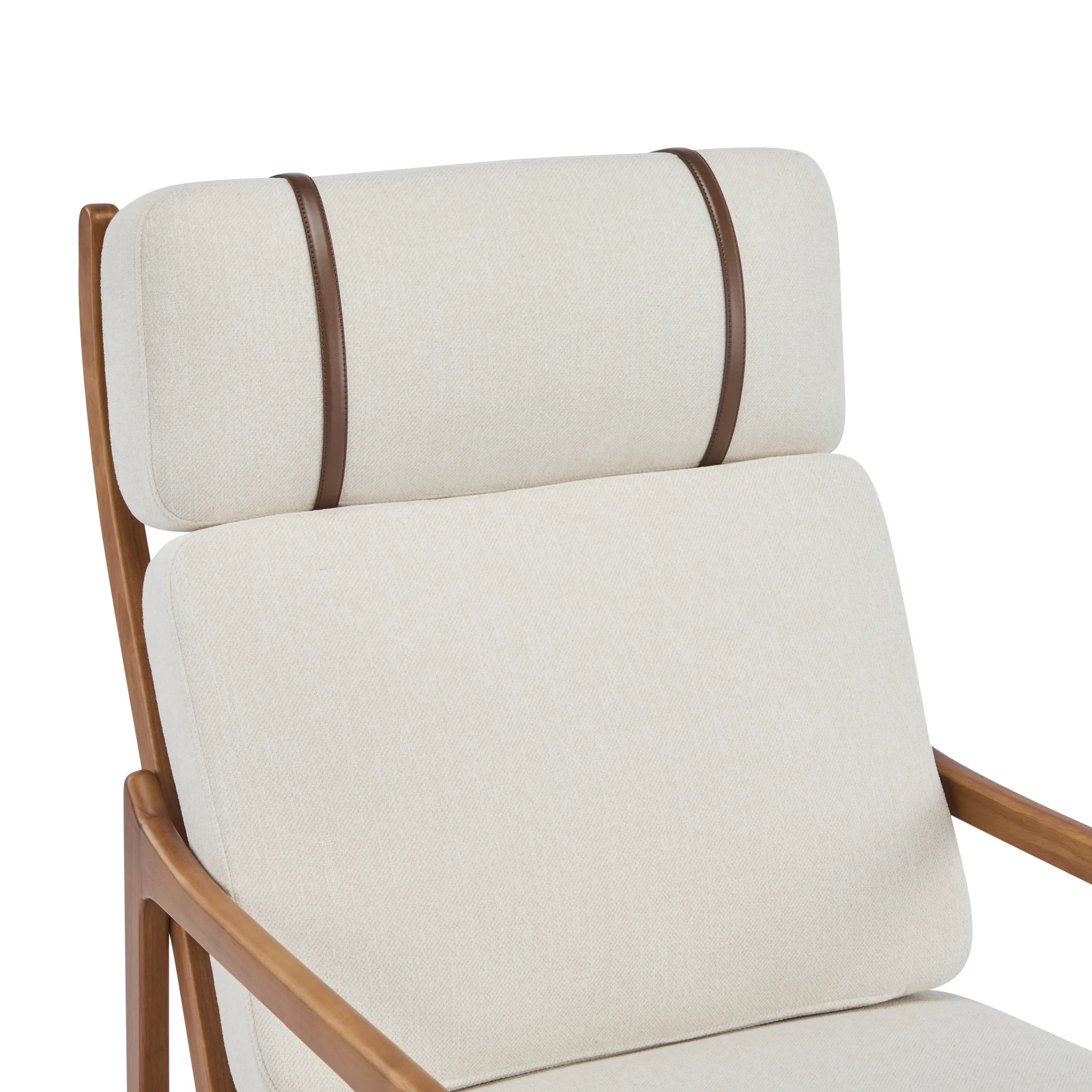 Christopher Knight Home Mid-Century Modern Accent Chair, Solid Wood Frame with High Back, Beige Cushions