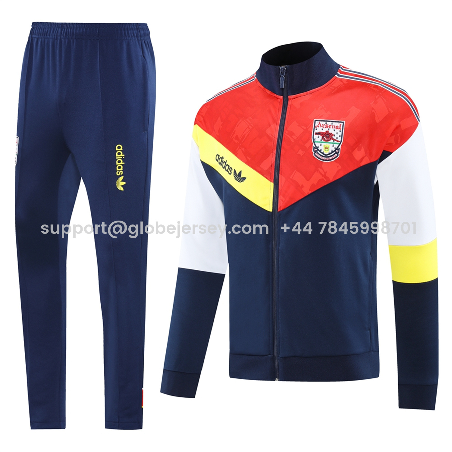 Arsenal 25-26 Jacket Training Tracksuit - Red Blue Throwback Jackets & Blue Pants