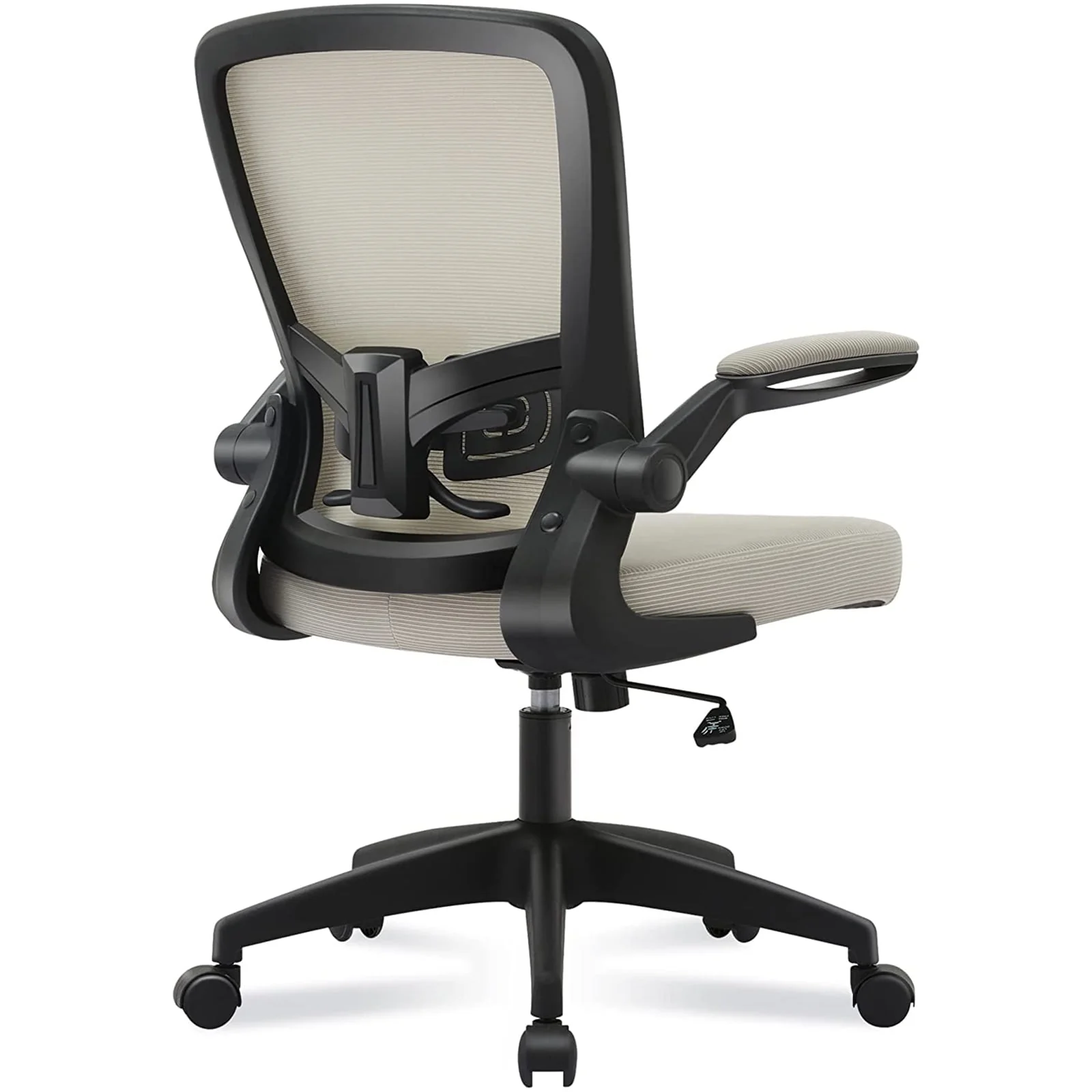 Coolhut Ergonomic Office Chair, Comfort Desk Chair with Adjustable Lumbar Support and Flip up Arms, 300lb, Black