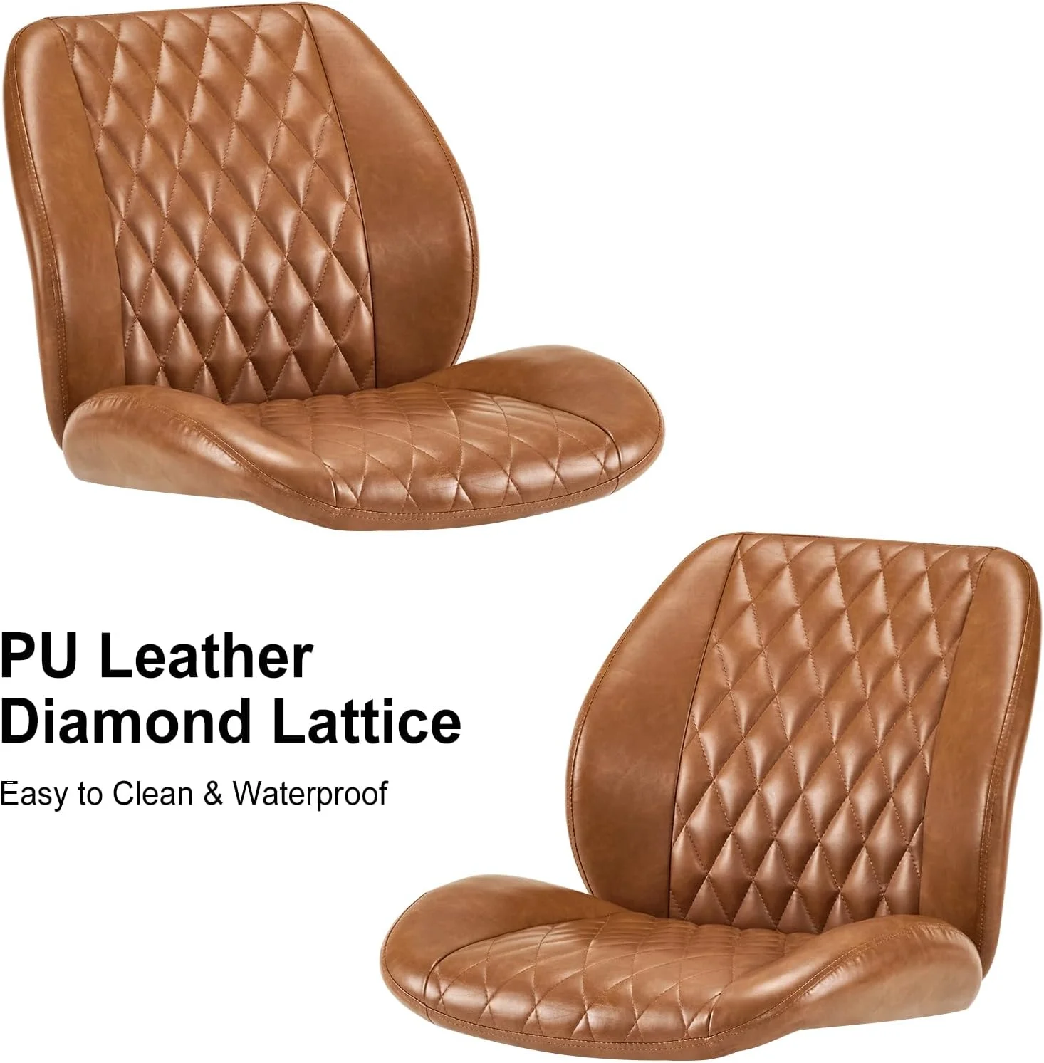 QW Home Office Desk Chair Office Rubber Casters Ergonomic Computer Chair with Lumbar Support Adjustable Height Rolling Swivel Executive Task Armrests Chair??? Brown Leather