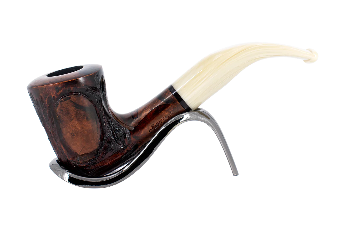 Jean Claude 9mm Filter Dark Rustic Briar Smoking Pipe - Shape 52