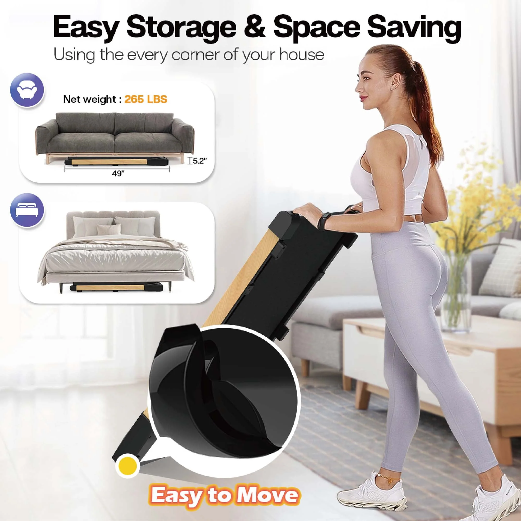 Aukfa Under Desk Treadmill, Slim Walking Pad for Home Office Workout, 245 lb Capacity, 4 mph Speed