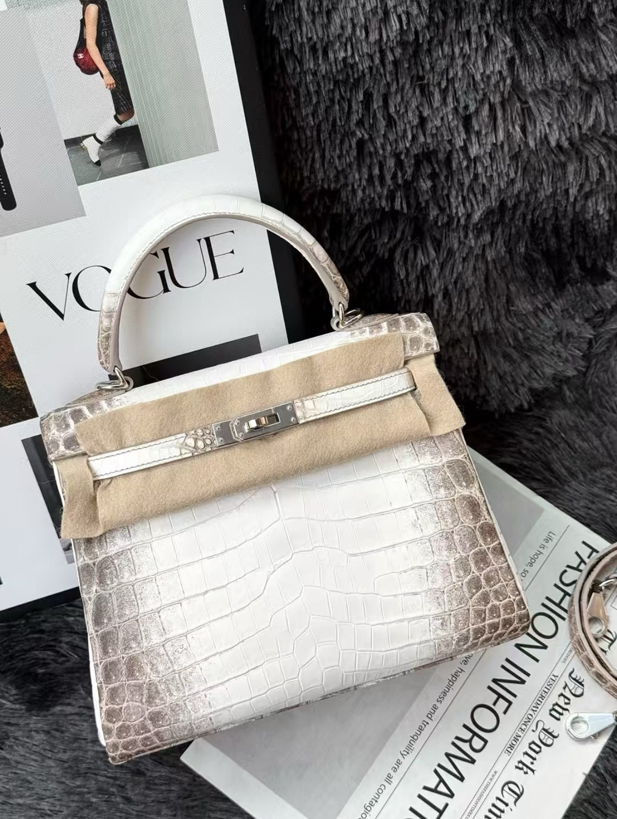 Hermès kelly 25-28 Himalayan crocodile leather