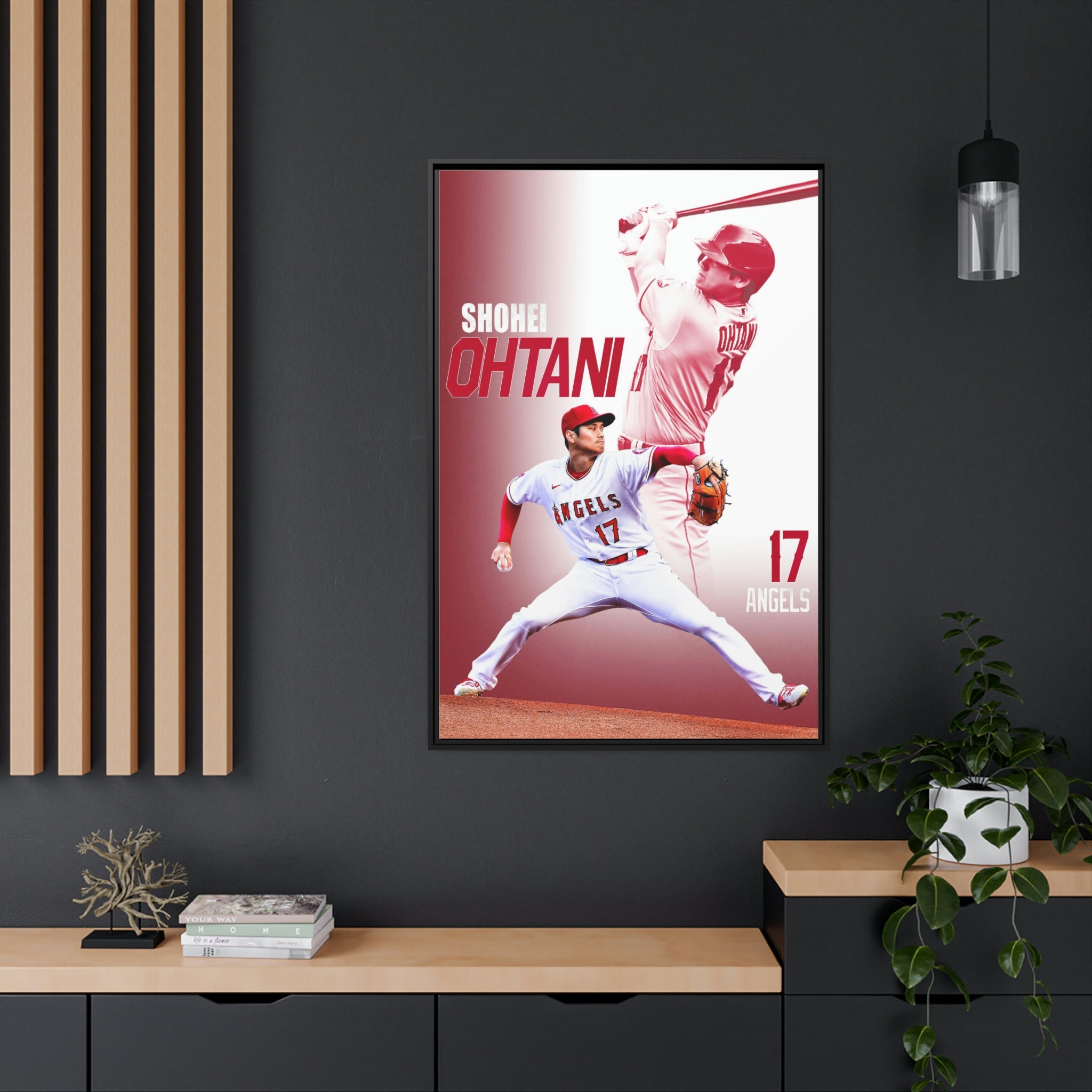 Shohei Ohtani Los Angeles Angels Two-Way Superstar Premium Wall Art Framed Canvas