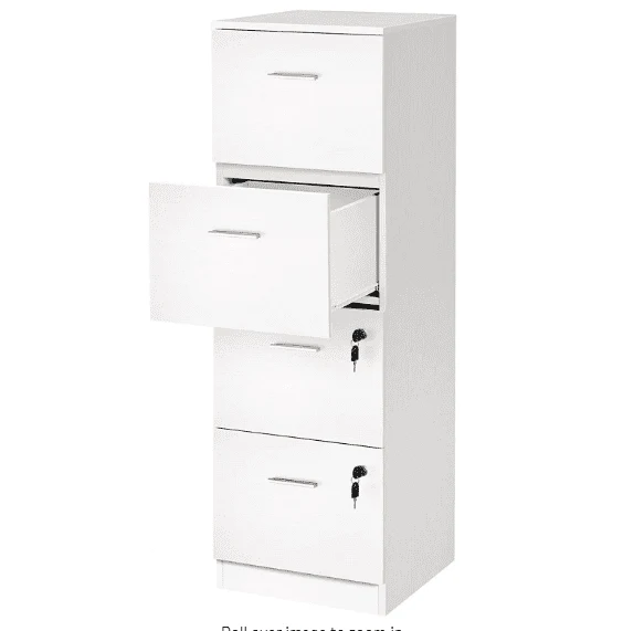 DEXTRUS 4-Drawer Wood File Cabinet with Lock, 15.86