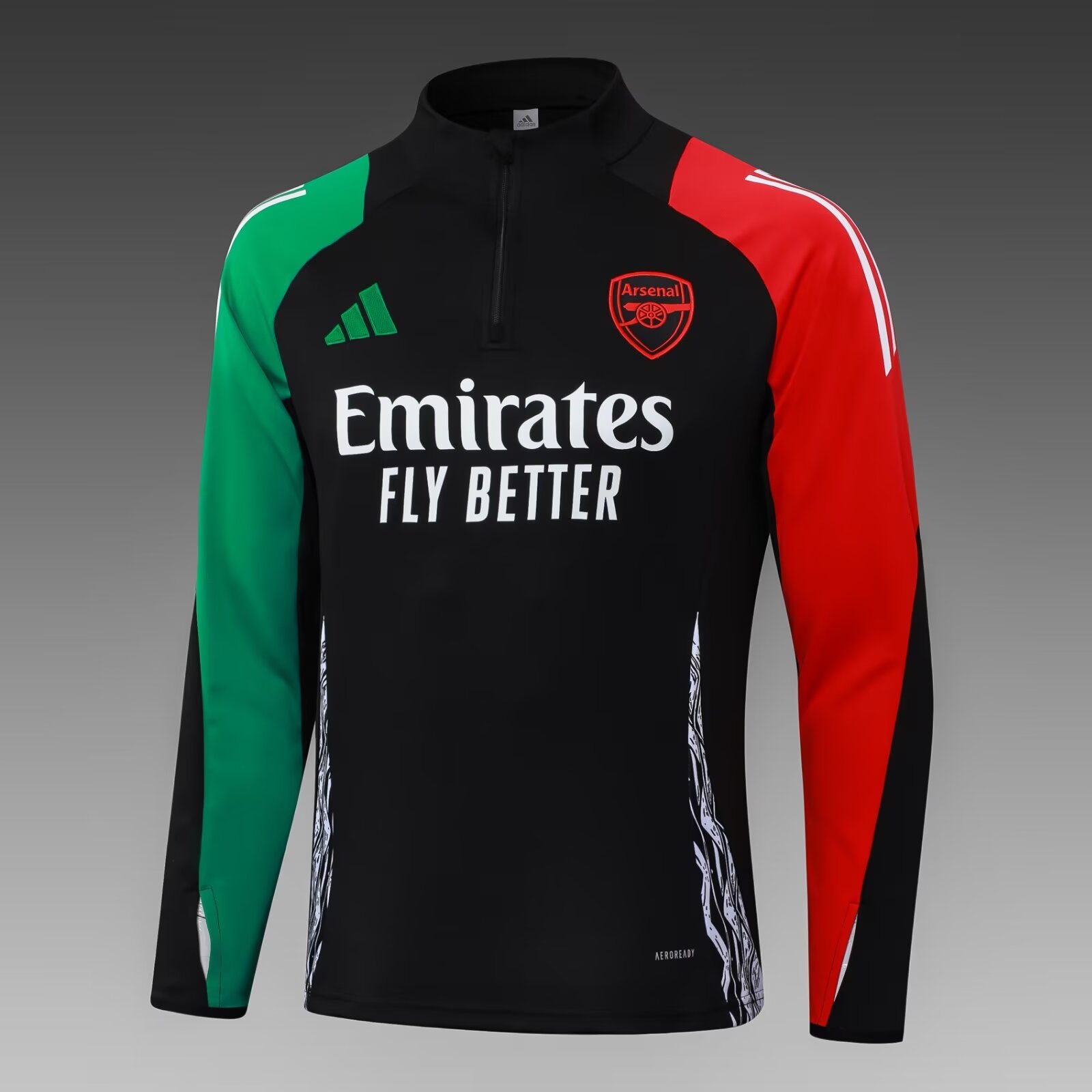 2024/2025 Arsenal Half-Pull Training Suit Black Football Shirt 1:1 Thai Quality