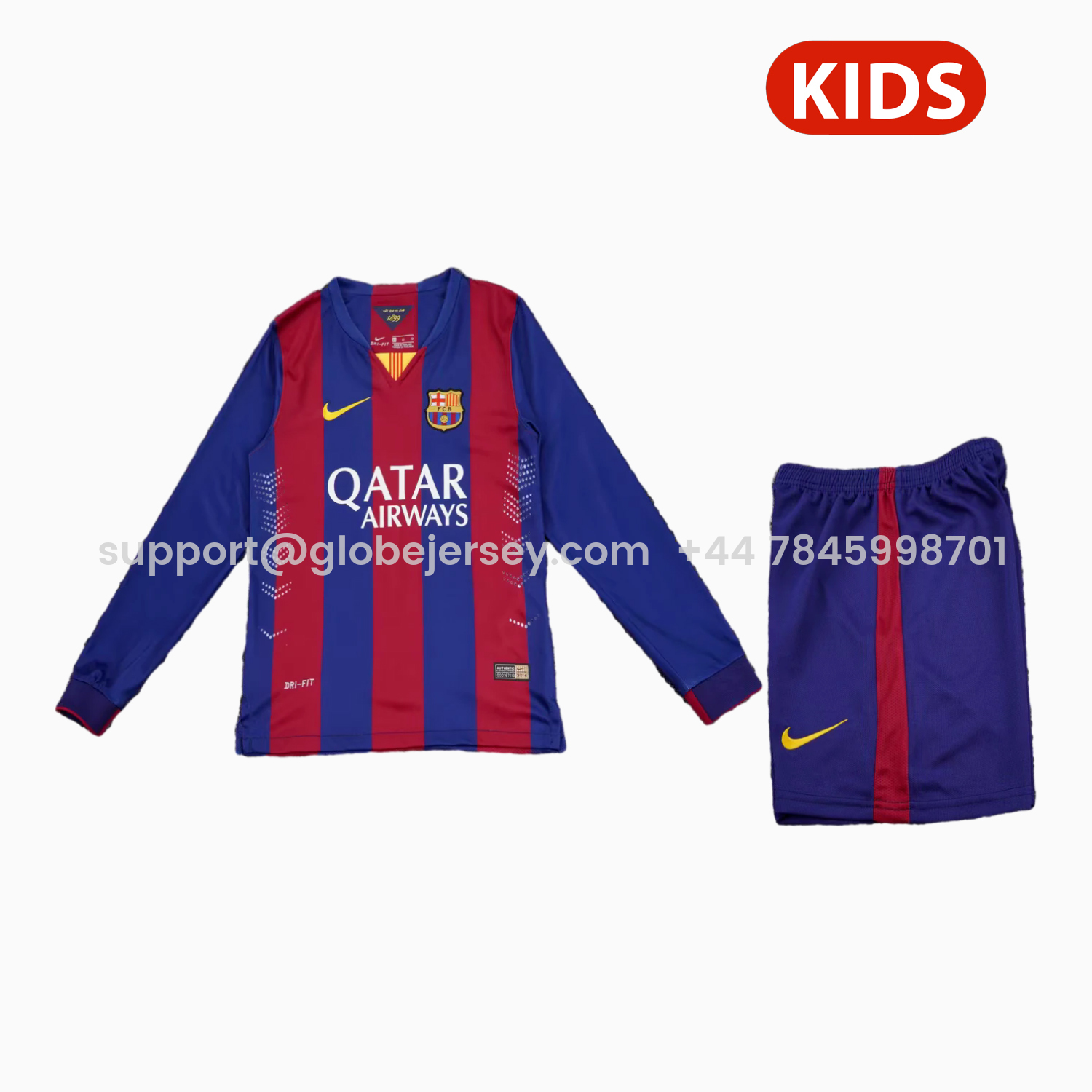 Retro Barcelona 2015-16 Home Long Sleeves Kids Kit