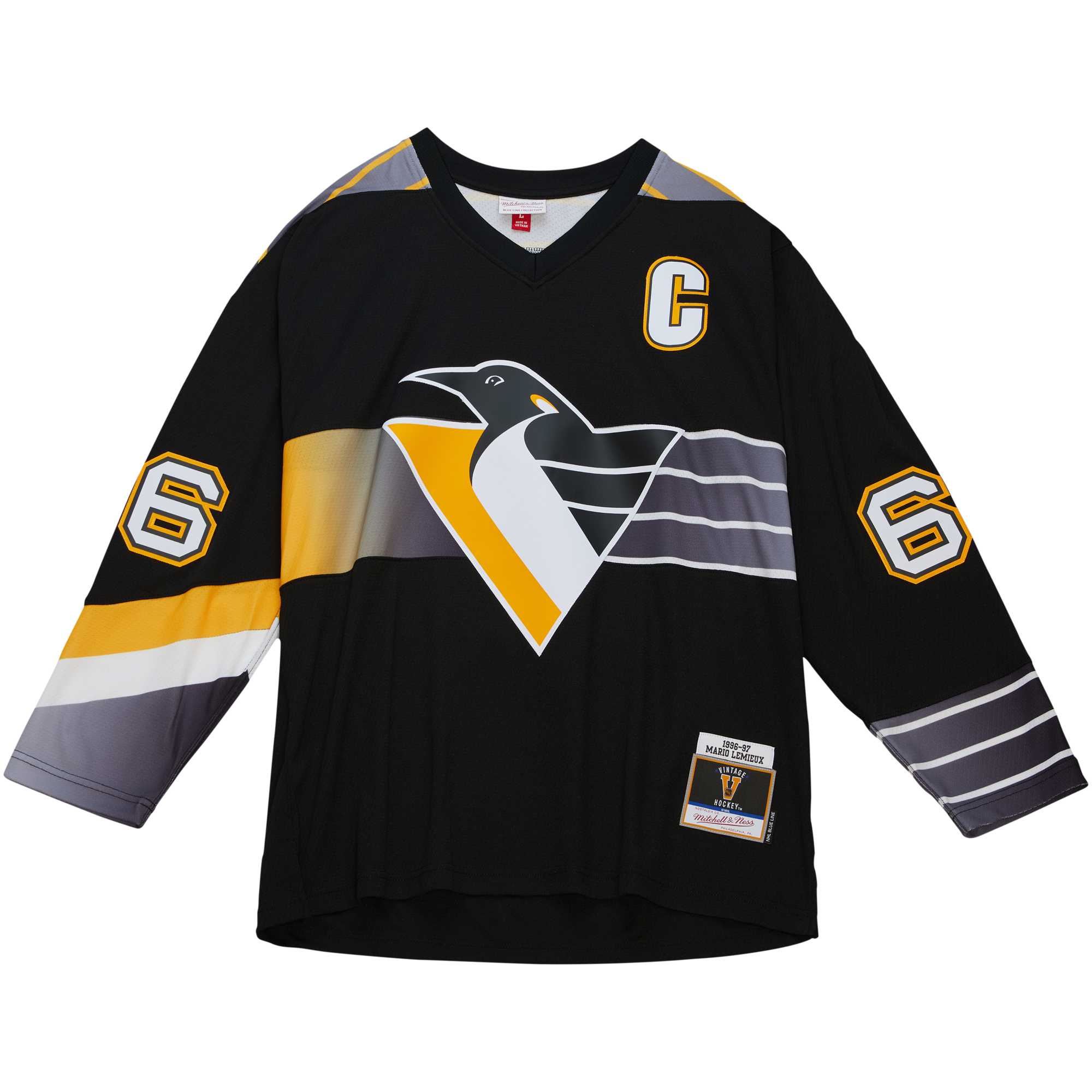 Mario Lemieux Pittsburgh Penguins Mitchell & Ness Captain’s Patch 1996/97 Blue Line   Jersey – Black
