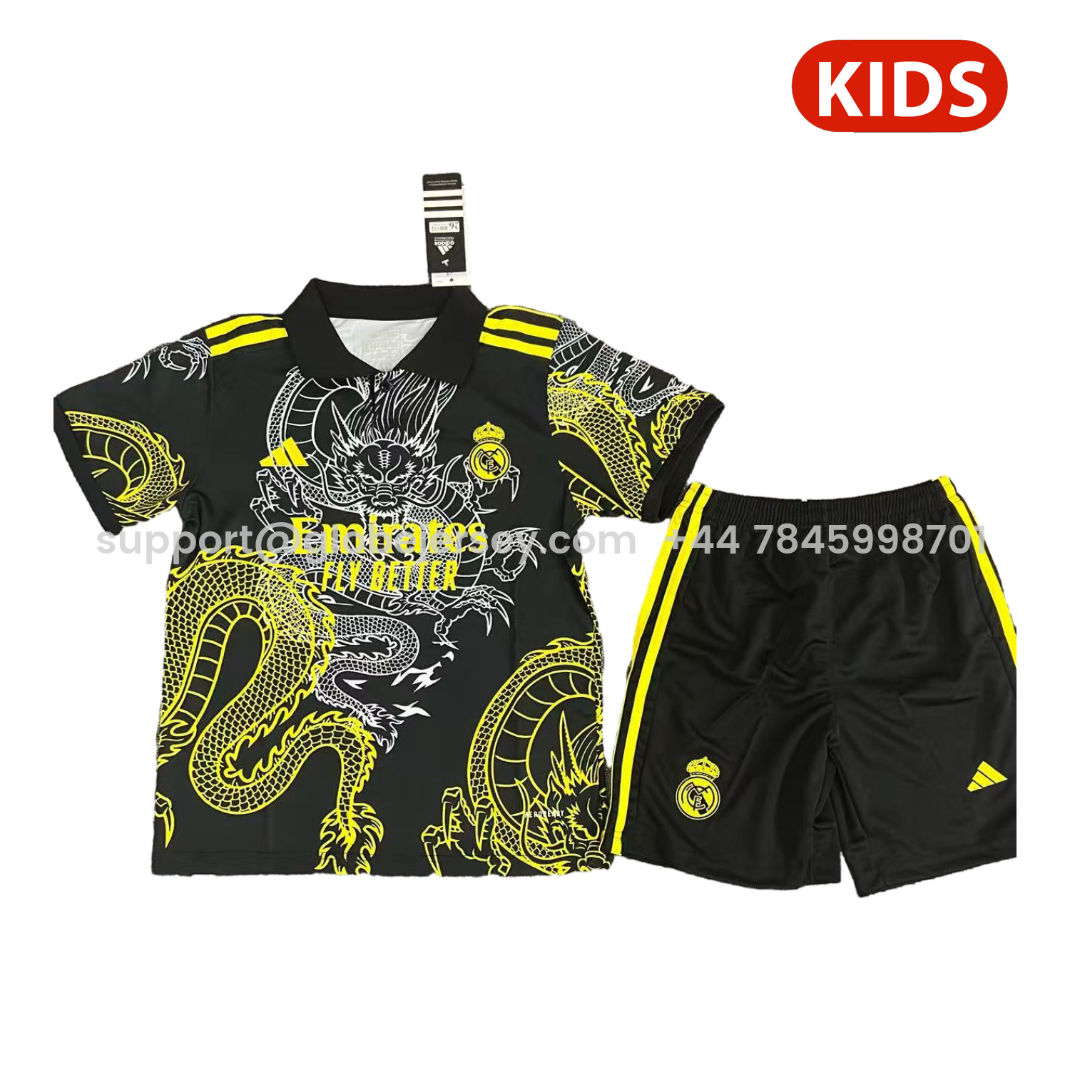 Real Madrid 25-26 Yellow And White Dragon Black Special Kids Kit