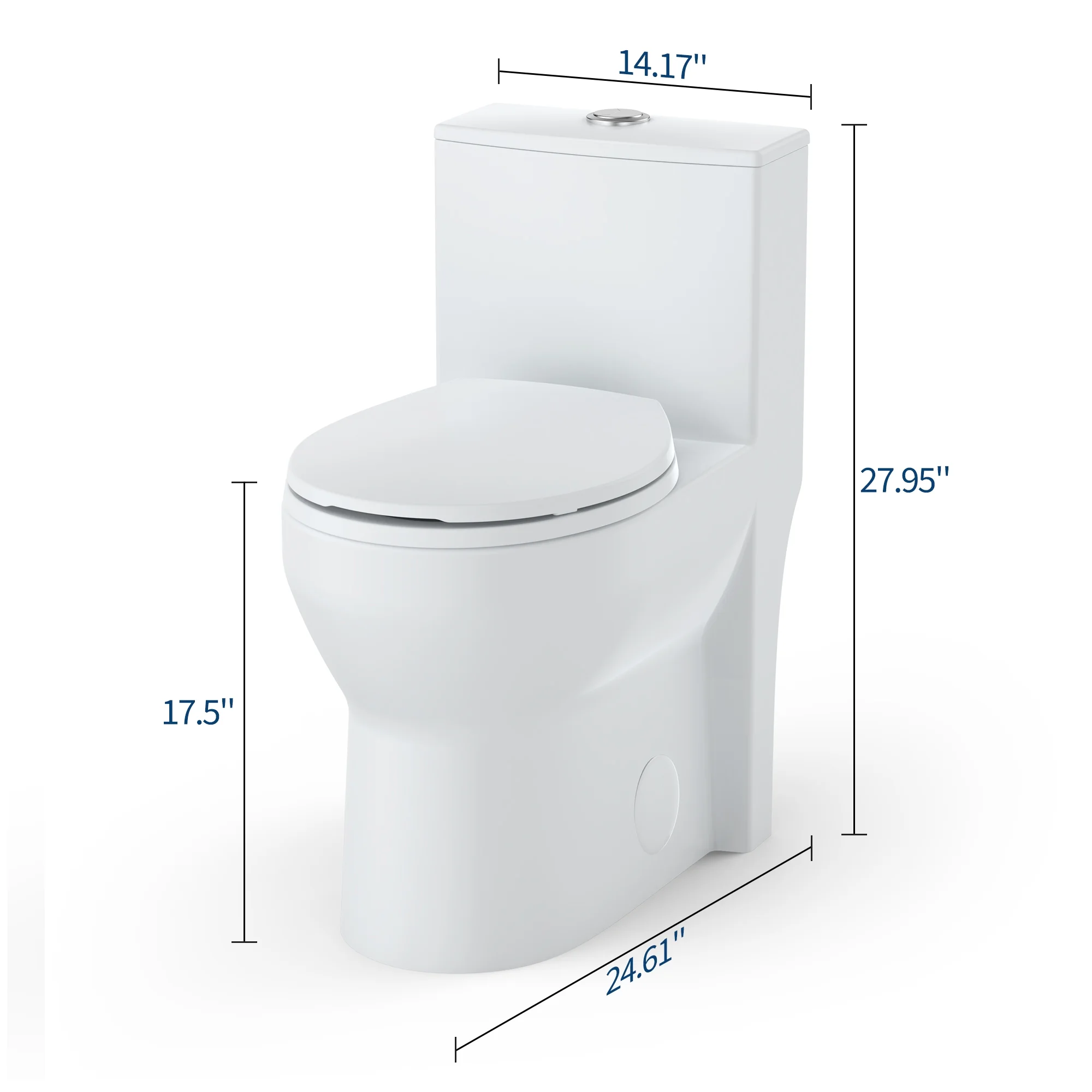 17.5 Inch Tall Toilet, One-Piece Round Toilet with ADA Comfort Chair Height Seat, Powerful 0.8/1.28L GPF Dual Flush, 12