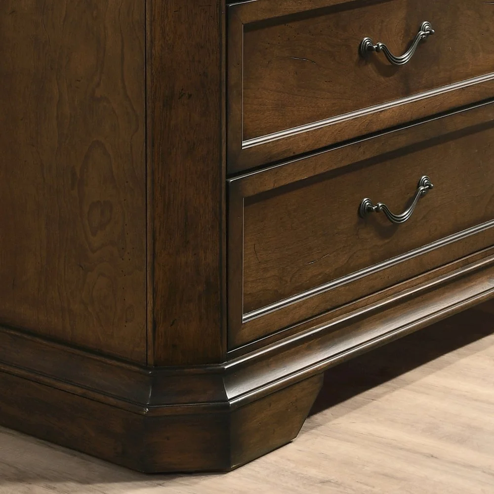 Maderne 3-Piece Bedroom Set with King Size Panel Bed and Two Nightstands, Antique Walnut Finish