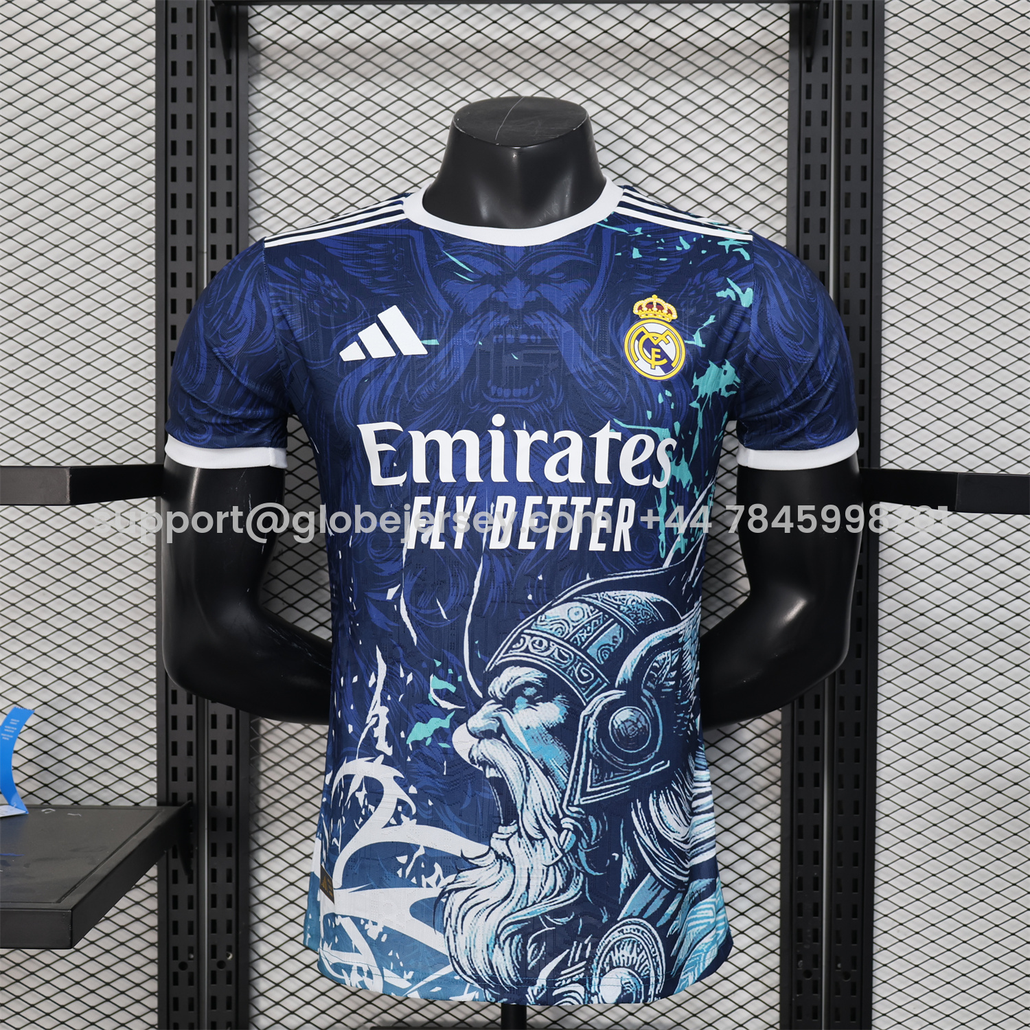 Real Madrid 25-26 Blue Jersey with White Viking Roar Comics - Player Version