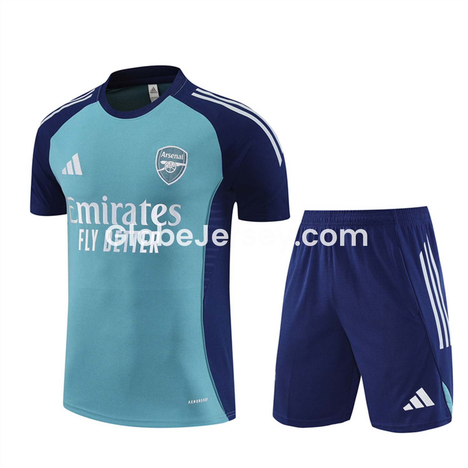 Arsenal 25-26 Short-Sleeve Training Set - Green Top and Deep Blue Shorts