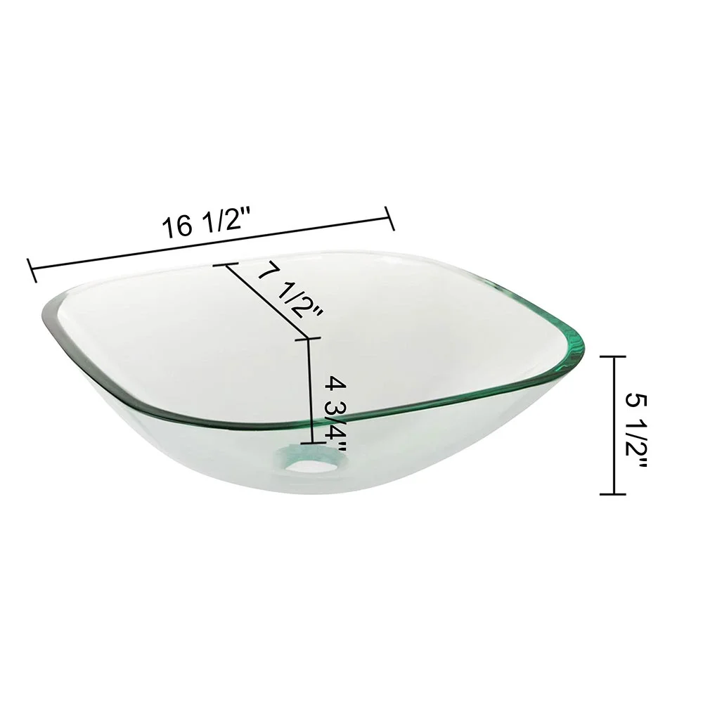 Aquaterior 2 Pack Square Tempered Glass Above Counter Vessel Bowl Vanity Sink