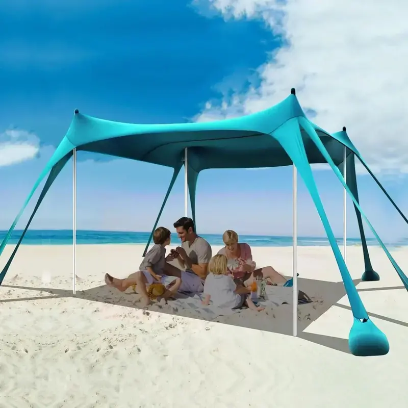 10′ x 10′ Heavy-Duty Beach Tent with UPF 50+ Sun Protection – Portable Sand Anchor Canopy Shelter