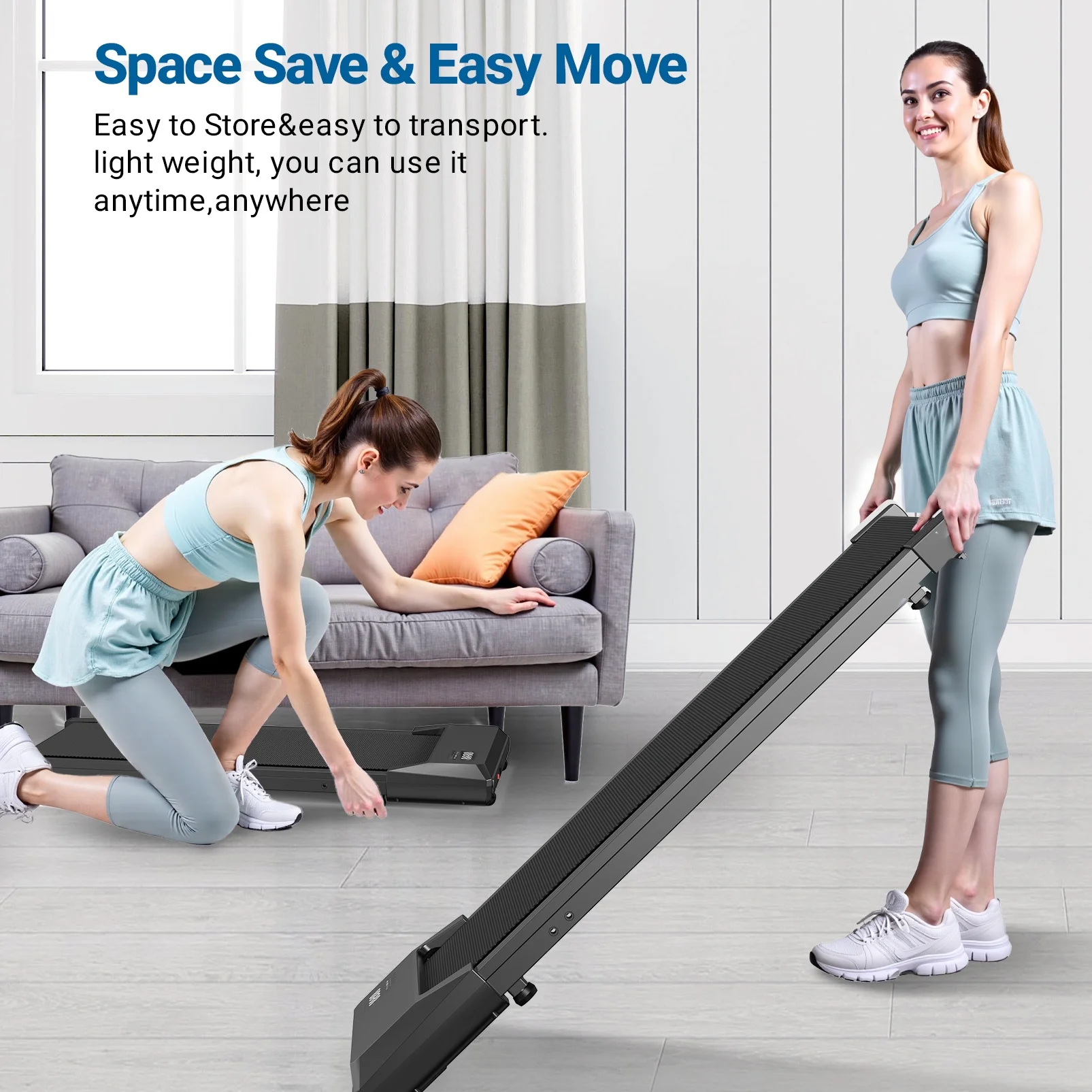 Walking Pad 2 in 1 Under Desk Treadmill, 2.5HP Low Noise Walking Pad Running Jogging Machine with Remote Control for Home Office, Lightweight Portable Desk Treadmill Installation Free