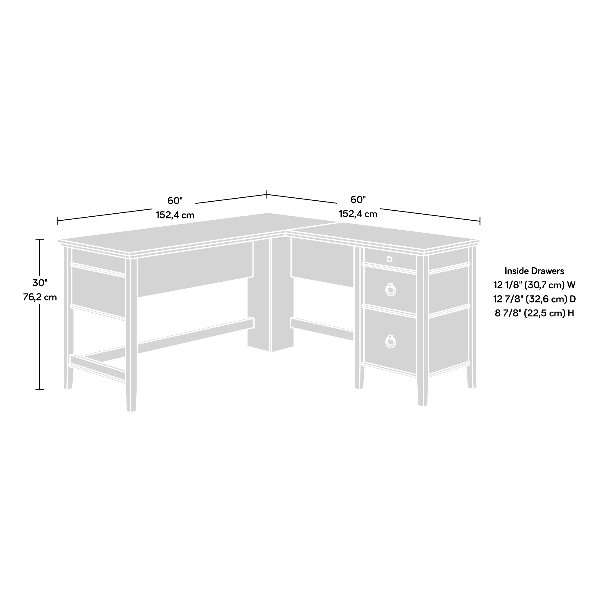 Sauder East Adara L-Shaped Computer Desk, Cascade Oak Finish