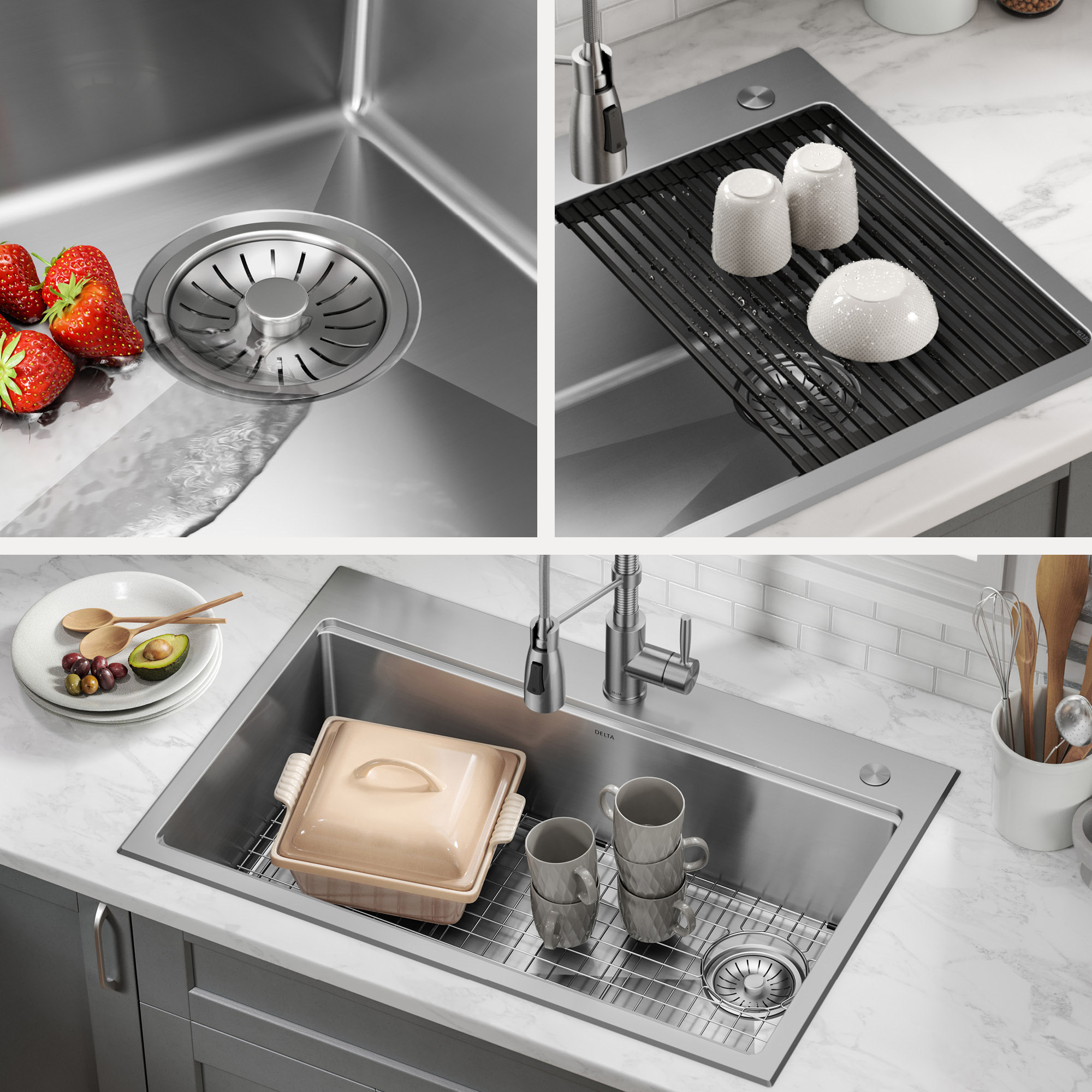 Delta 33” Stainless Steel Dual Mount Single Bowl Kitchen Sink