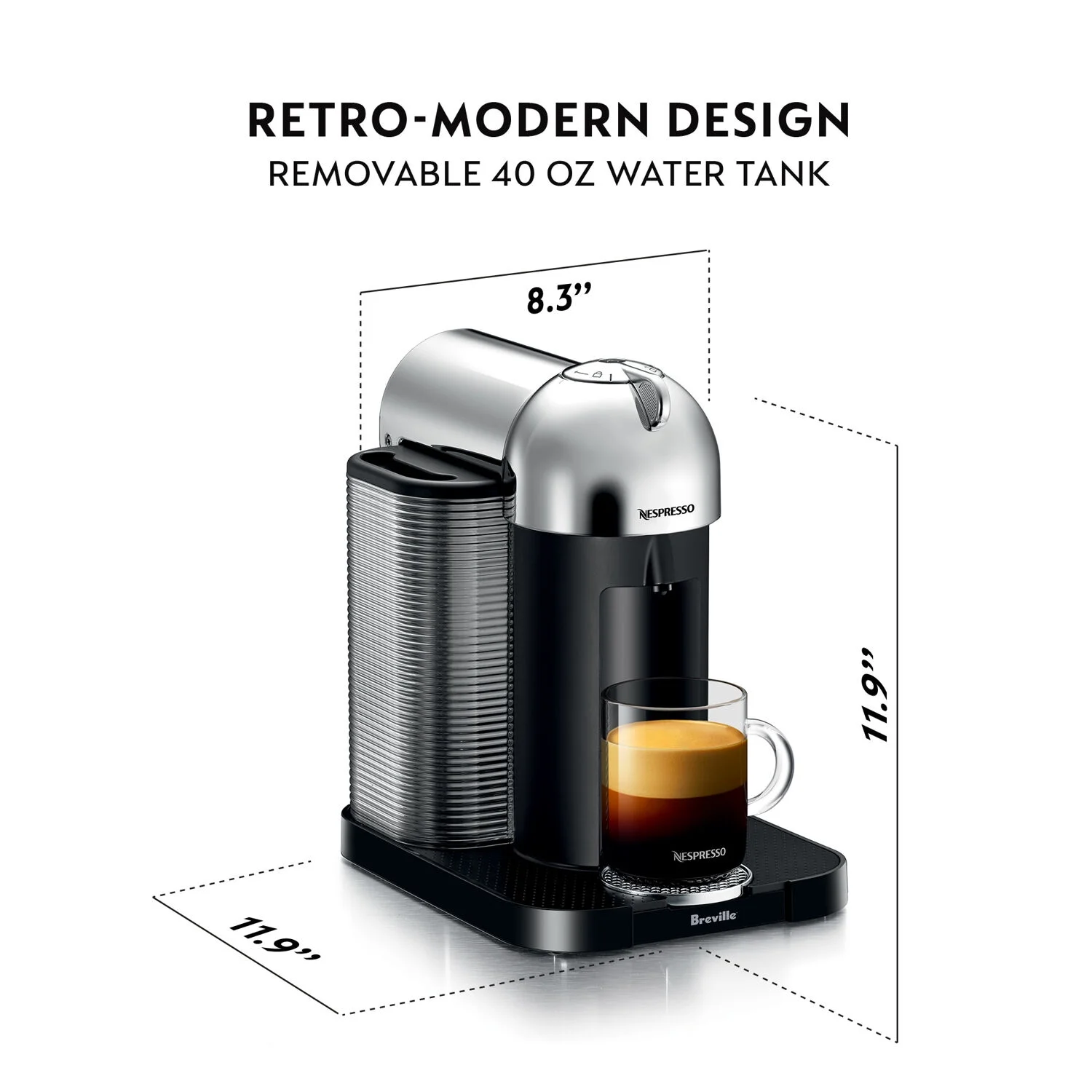 Breville Nespresso Vertuo Coffee & Espresso Single-Serve Machine in Matte Black