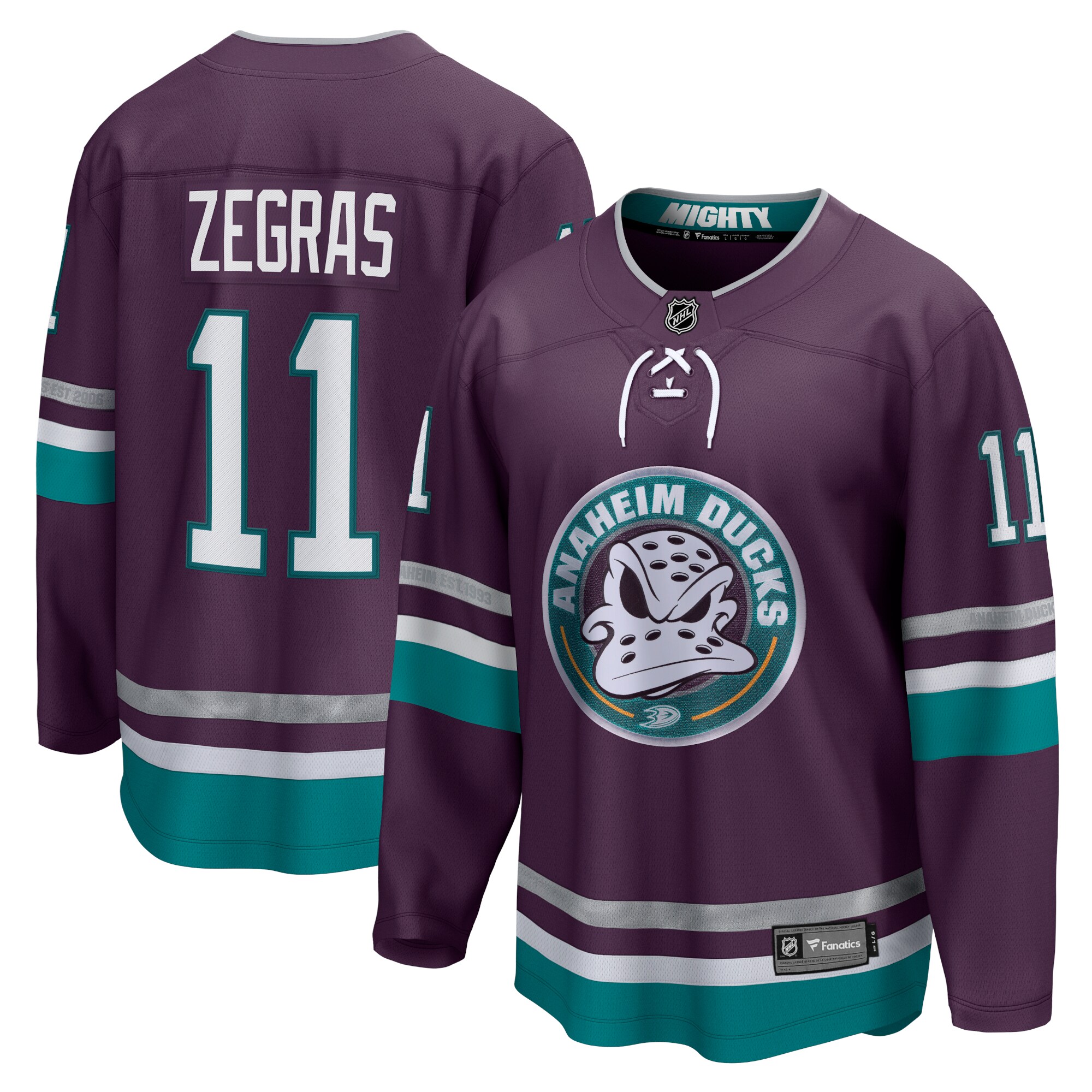 Trevor Zegras Anaheim Ducks Fanatics 30th Anniversary Premier Breakaway Jersey – Purple