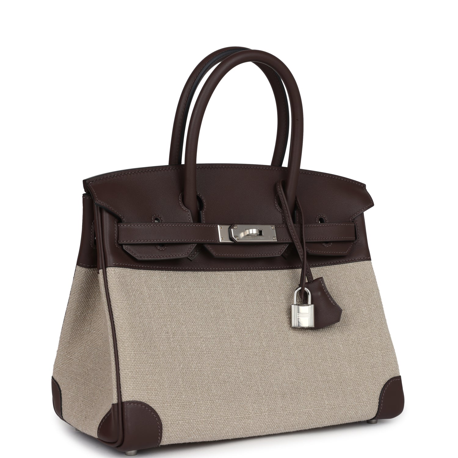 Birkin 30 Bivouac Ficelle Canvas and Moka Swift Palladium Hardware