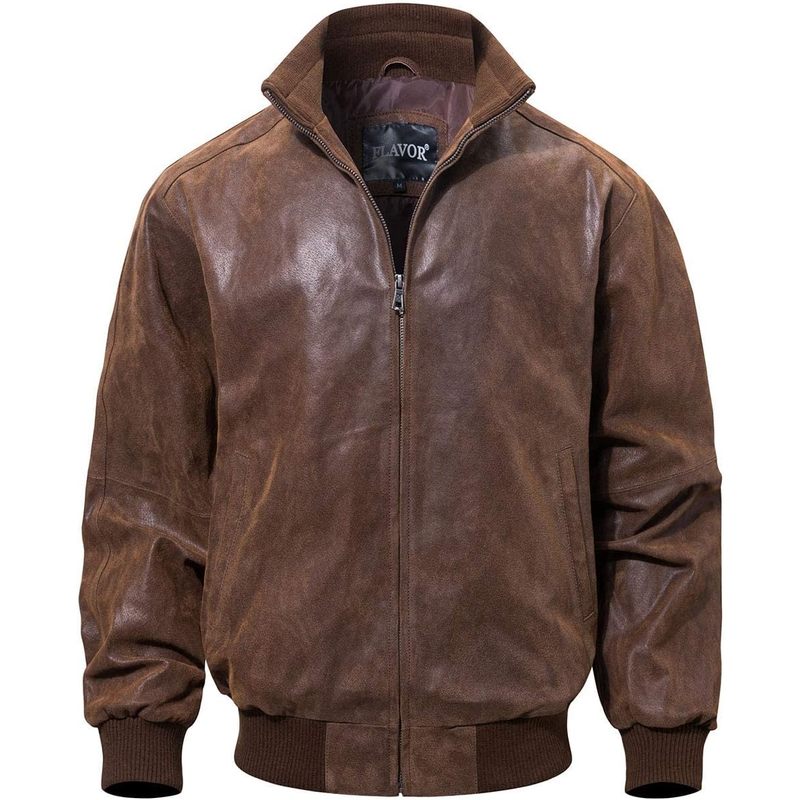 Men's Real Leather Bomber Casual Jacket