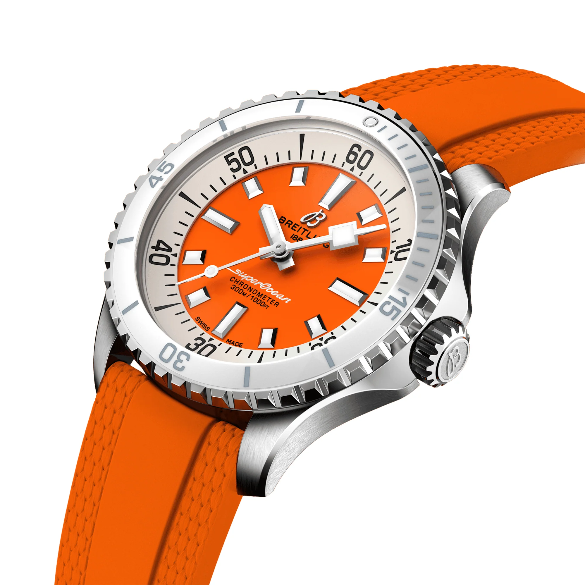 【Super Clone】BREITLINGSuperocean 36mm Orange Dial Ladies Automatic Strap Watch