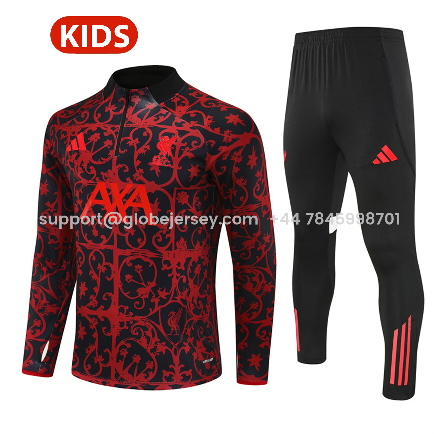 Liver.pool 25-26 Kids Long Sleeve Training Set - Red Camouflage Top & Blsck Pants