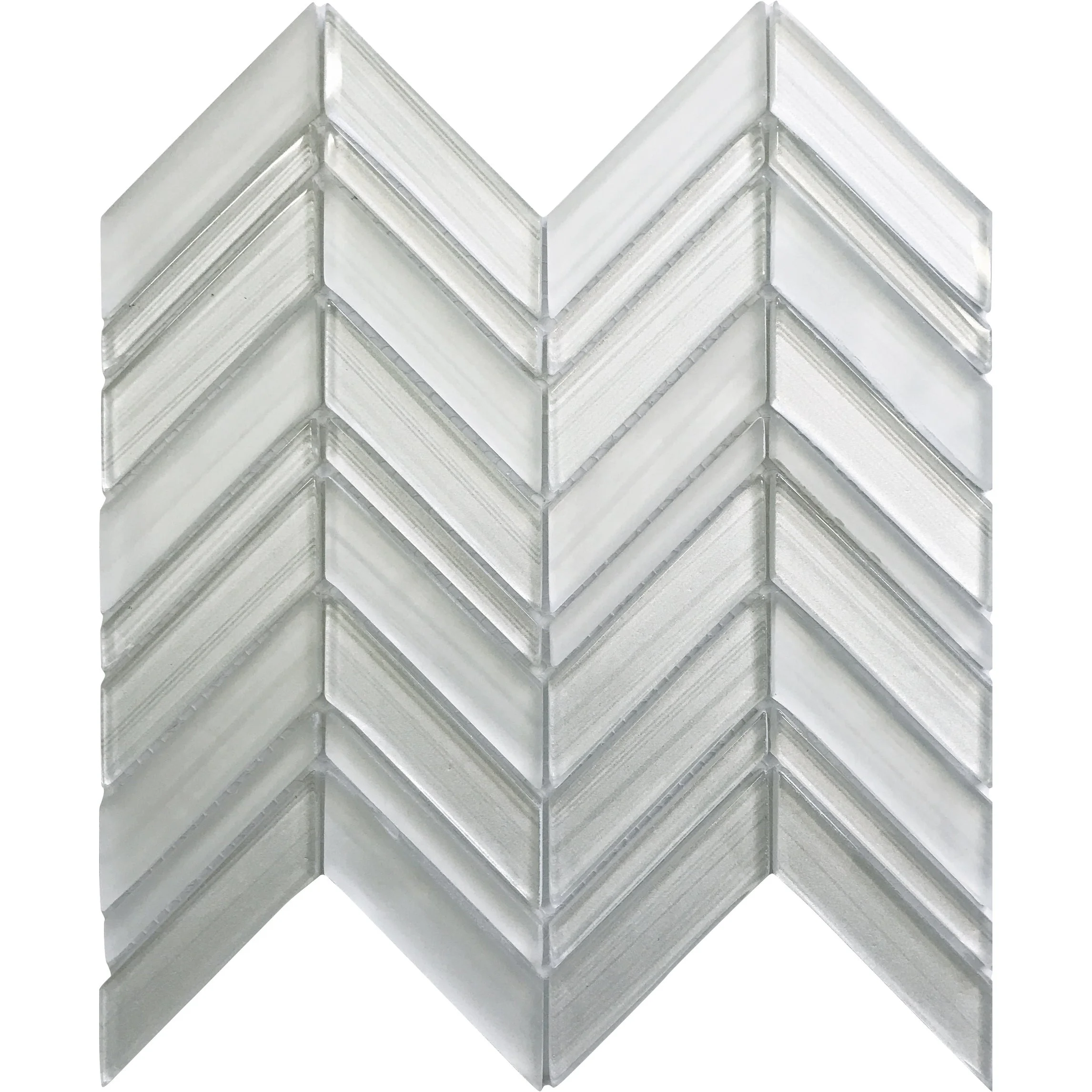 Apollo Tile   5 pack 10.4-in x 10.4-in White Chevron Polished and Matte Finished Glass Mosaic Tile (3.76 Sq ft/case)