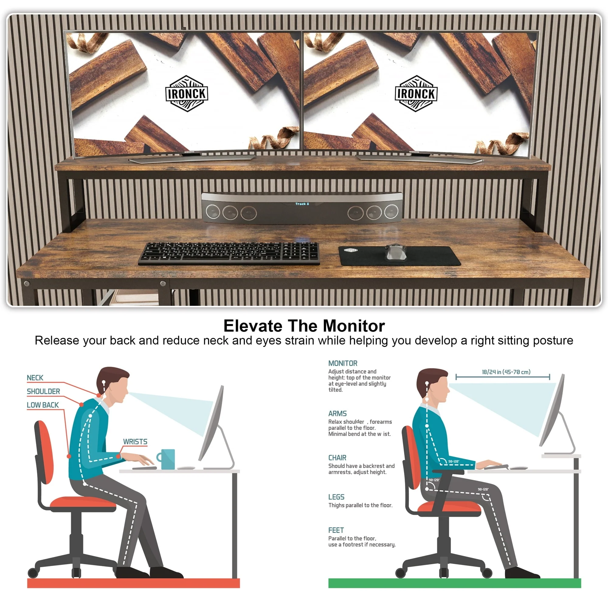 IRONCK Industrial Computer Desk 55