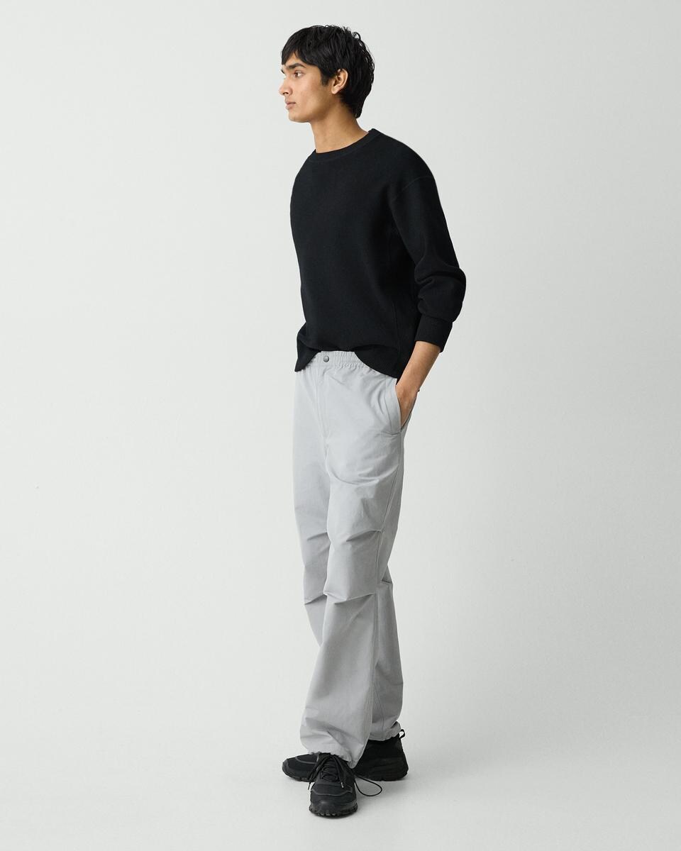 Wide-Leg Drawstring Pant in Cotton-Blend