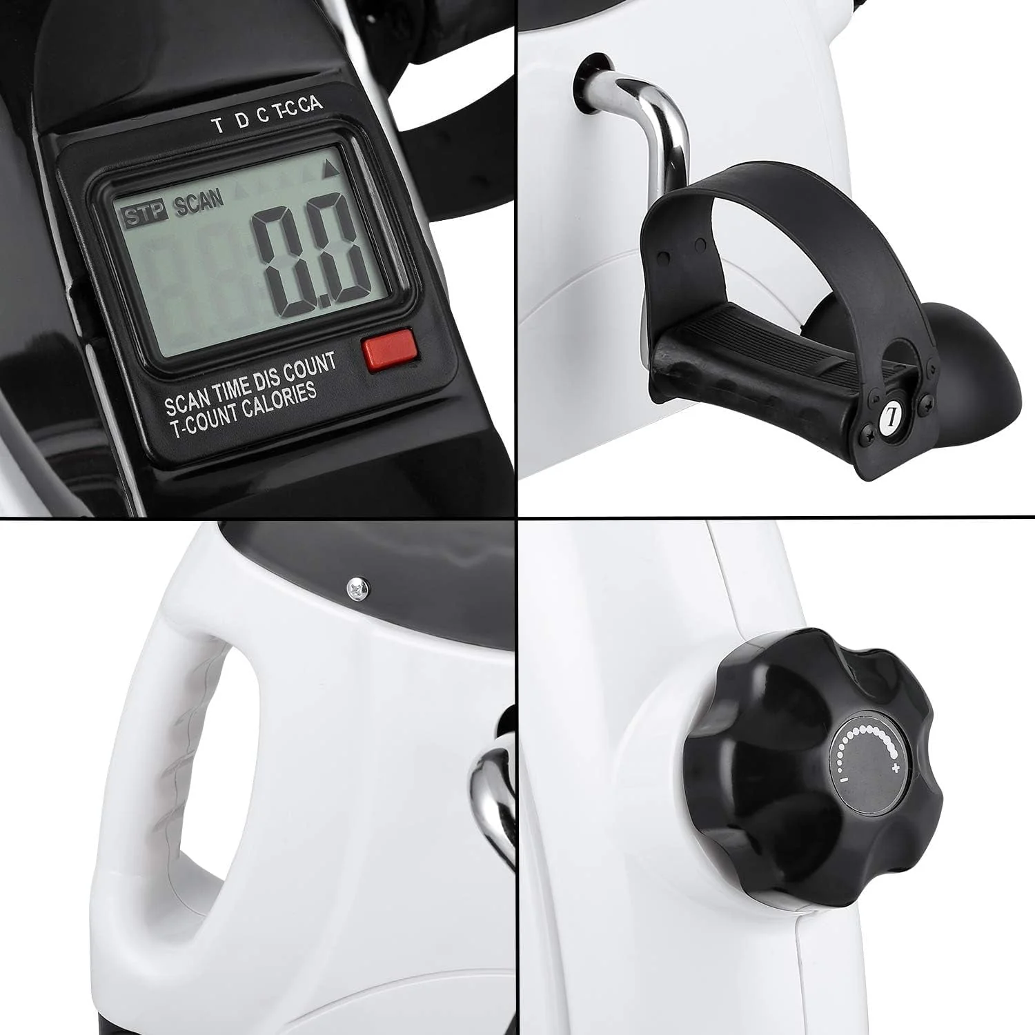 Under Desk Exercise Bike,Pedal Exerciser,Mini Exercise Bike,Leg Exerciser,Under Desk Elliptical,LCD Screen Displays,Arm Fitness and Health,White