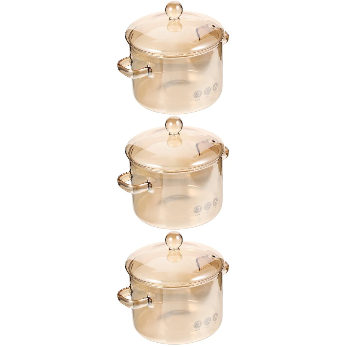 Homemaxs 3pcs High Borosilicate Glass Stockpot with Lid and Double Ear Noodle Bowl Korean Ramen Pot