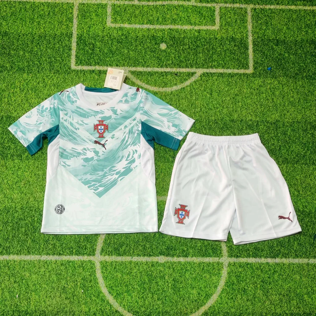 Portugal 2026 White/Green World Cup Away Kids Jersey Set