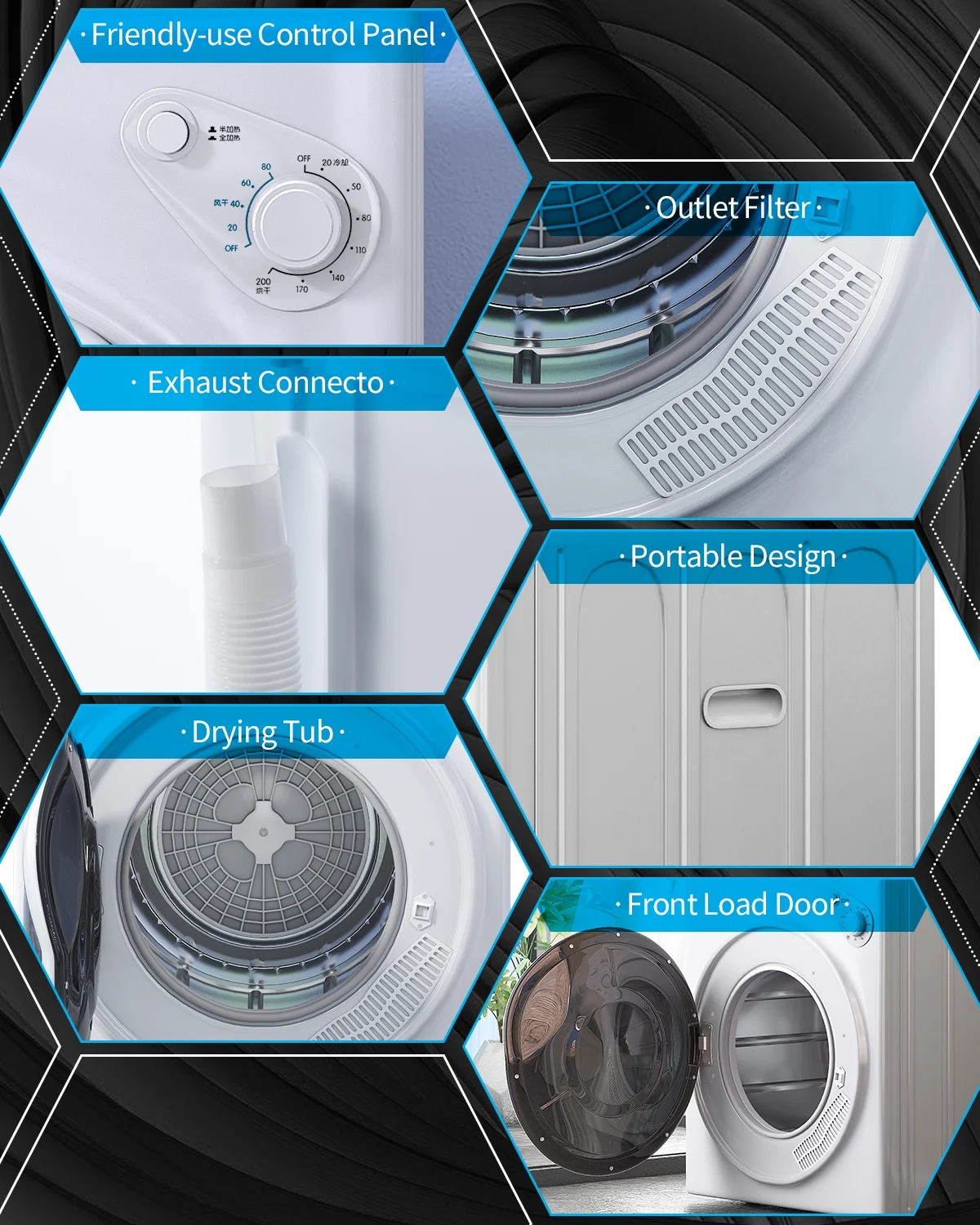 TABU Washer and Dryer Set, 19LBS Fully Automatic Washing Machine & 8.8LBS Clothes Dryer (White&White)